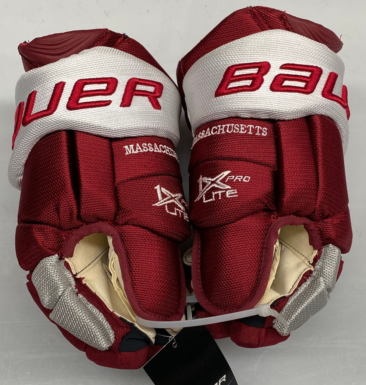 BAUER VAPOR 1X LITE PRO STOCK CUSTOM HOCKEY GLOVES 15" UMASS AMHERST NEW(9286) SidelineSwap
