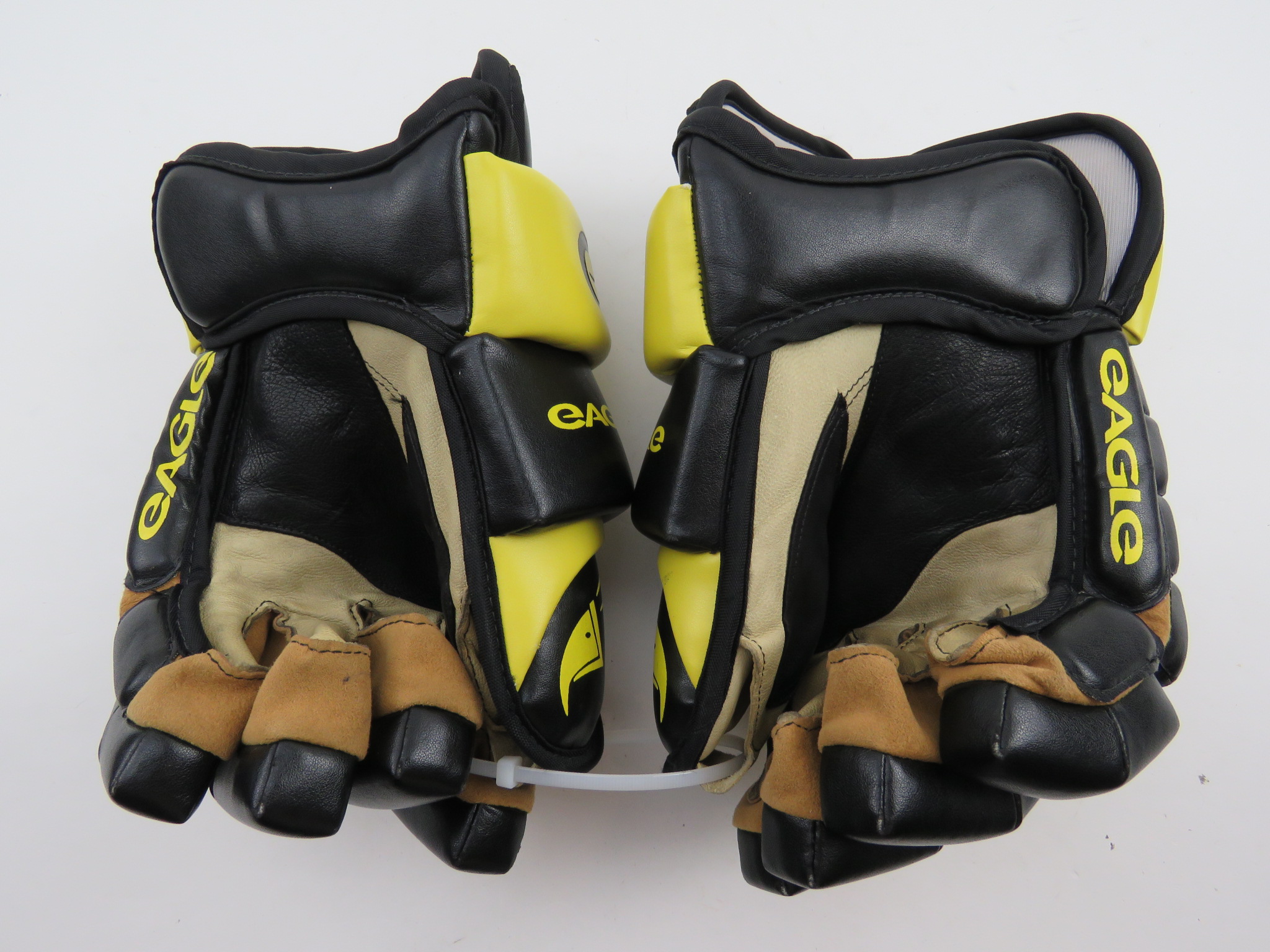Custom Eagle X70 Leather Black Yellow Pro Stock Hockey Player Gloves 14