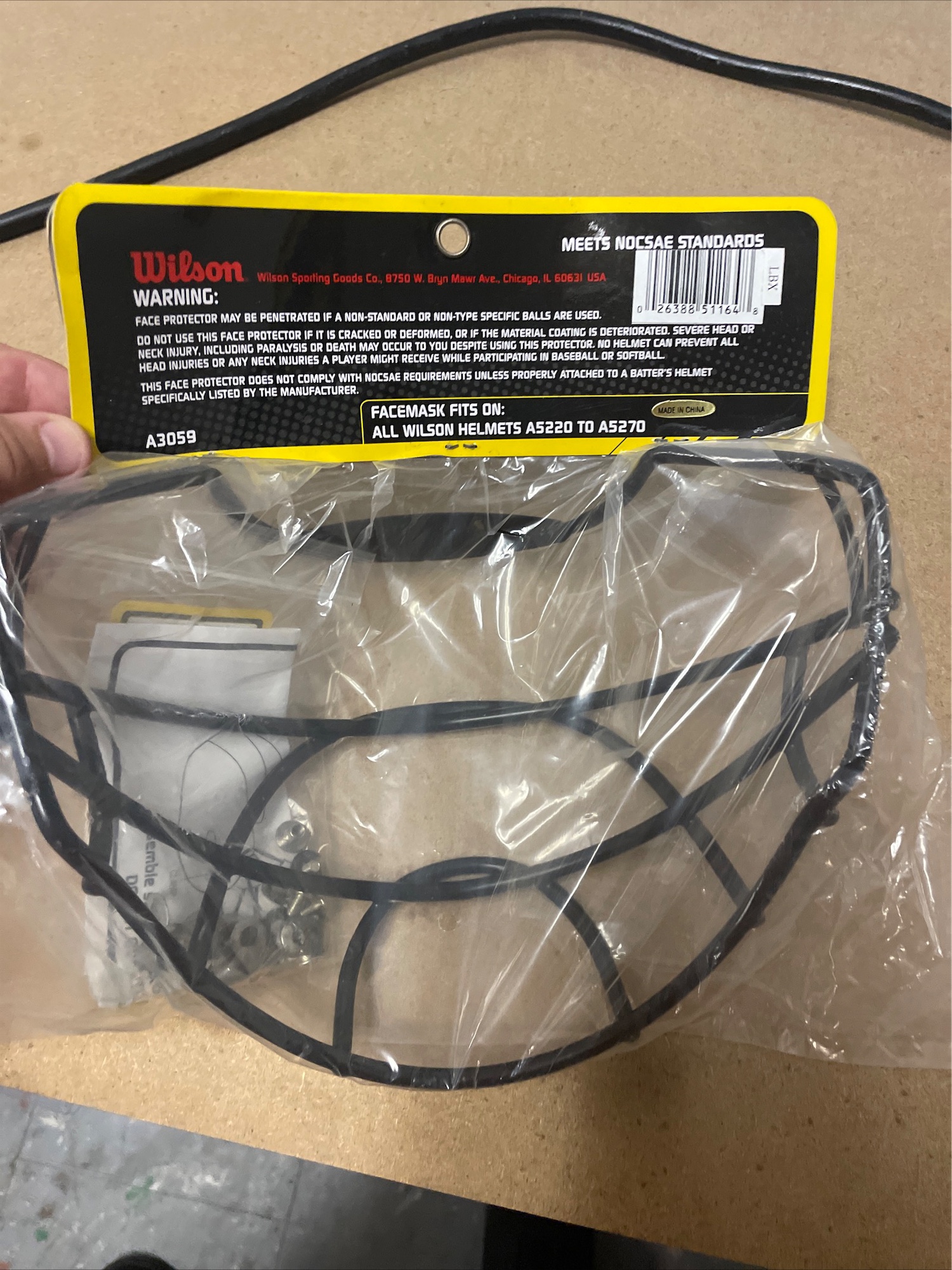 Wilson batting helmet facemask baseball softball meets nocsae standards