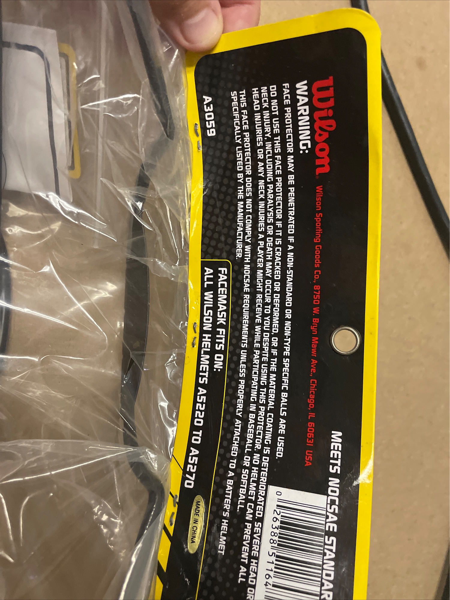 Wilson batting helmet facemask baseball softball meets nocsae standards