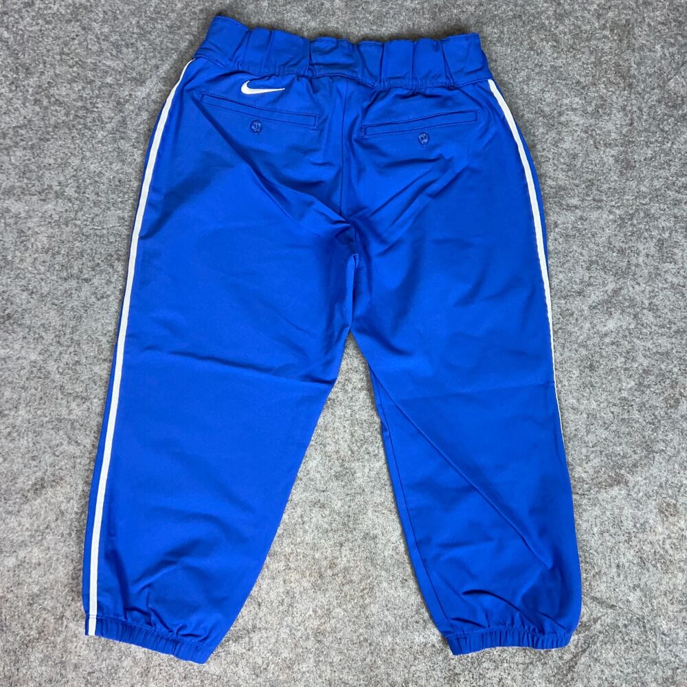 Nike Womens Softball Pants Large Tall Blue White Stripe Snap Button