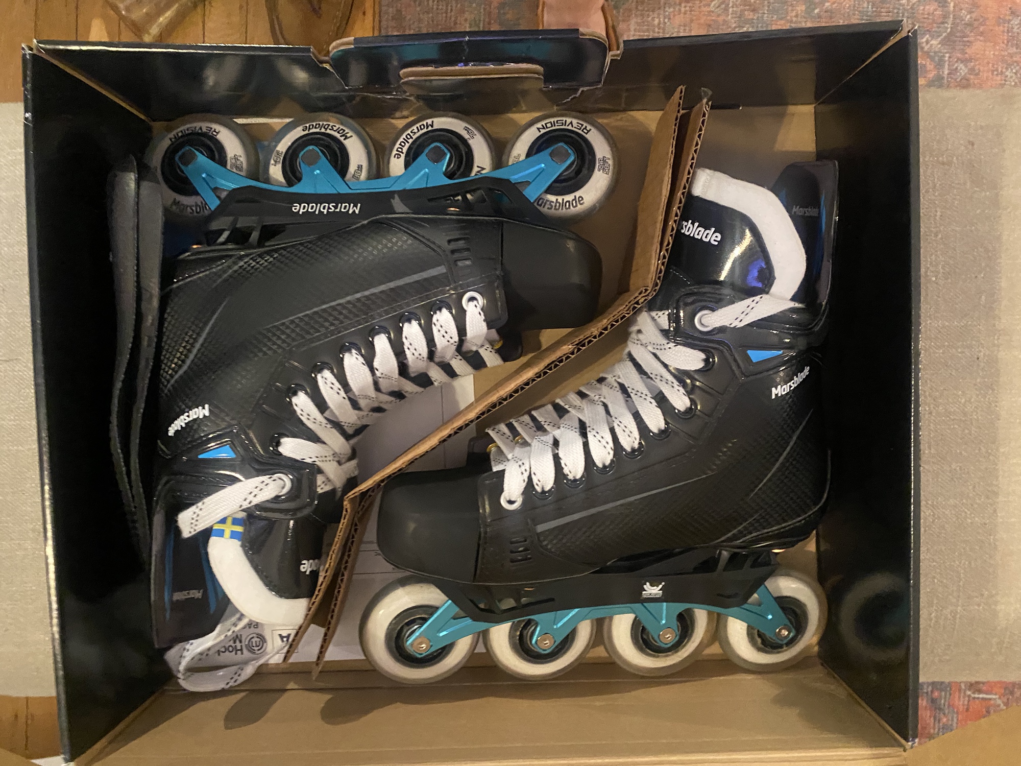 Marsblade R1 Kraft Pro Inline Roller Hockey Skates SuperFeet Insoles 8D