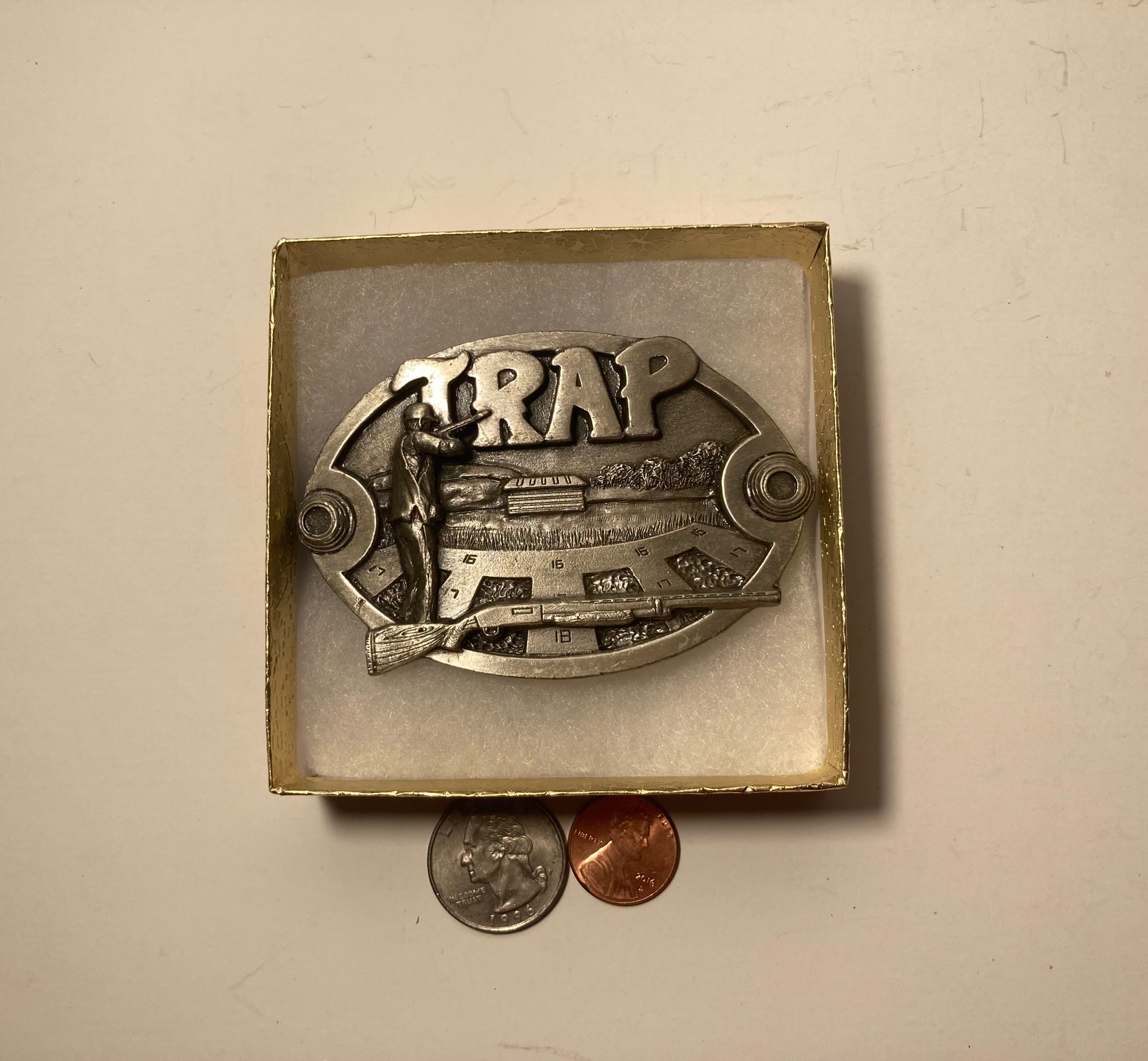 Vintage Metal Belt Buckle, Trap, Trapshooting, Target Practice, Nice