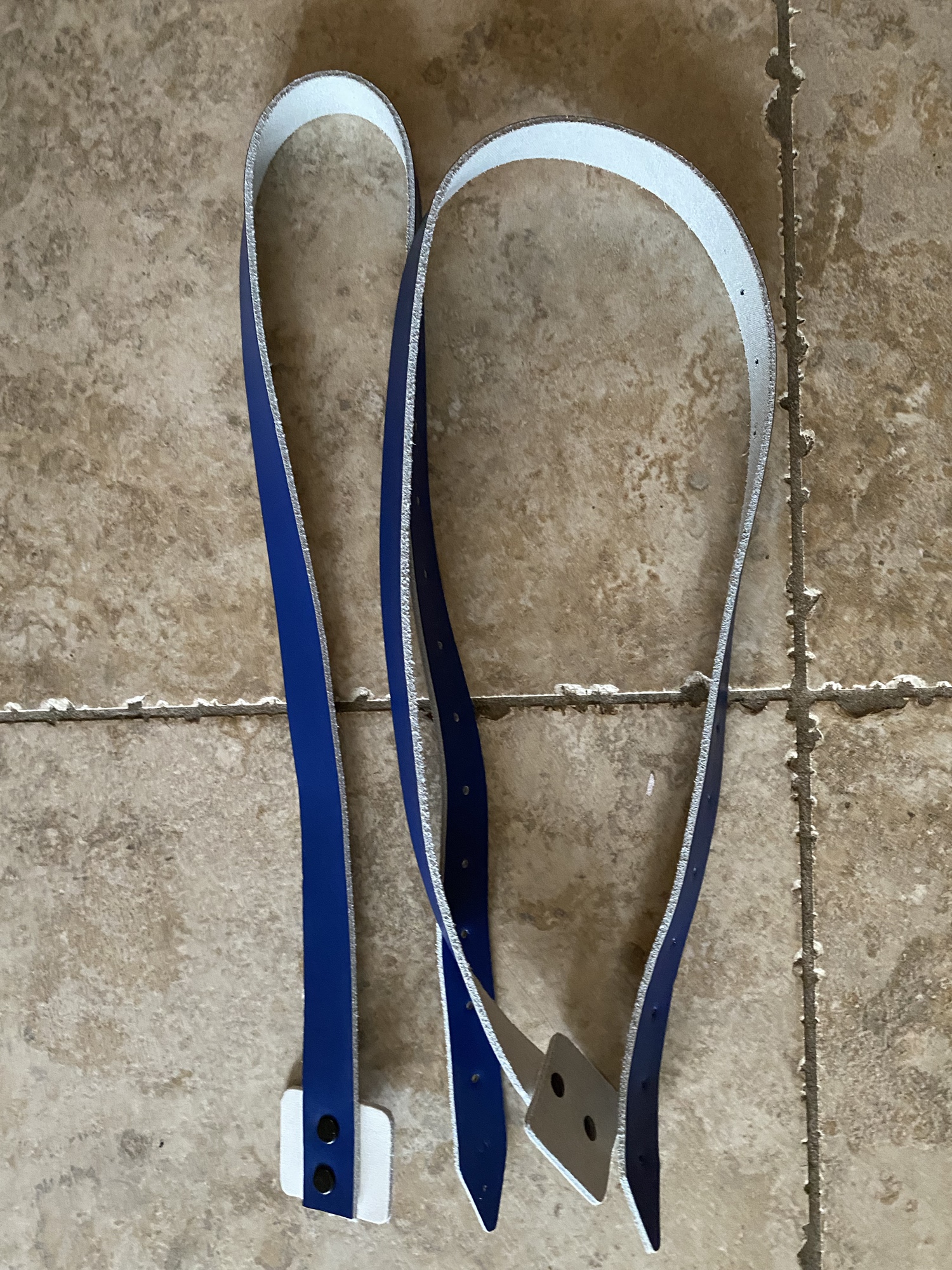 True / CCM goalie pad boot strap leather royal blue SidelineSwap