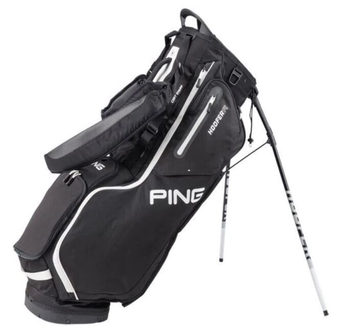 PING Hoofer 14 201C Stand Carry Golf Bag 14Way w/ Rain Hood BLACK New 88087 SidelineSwap