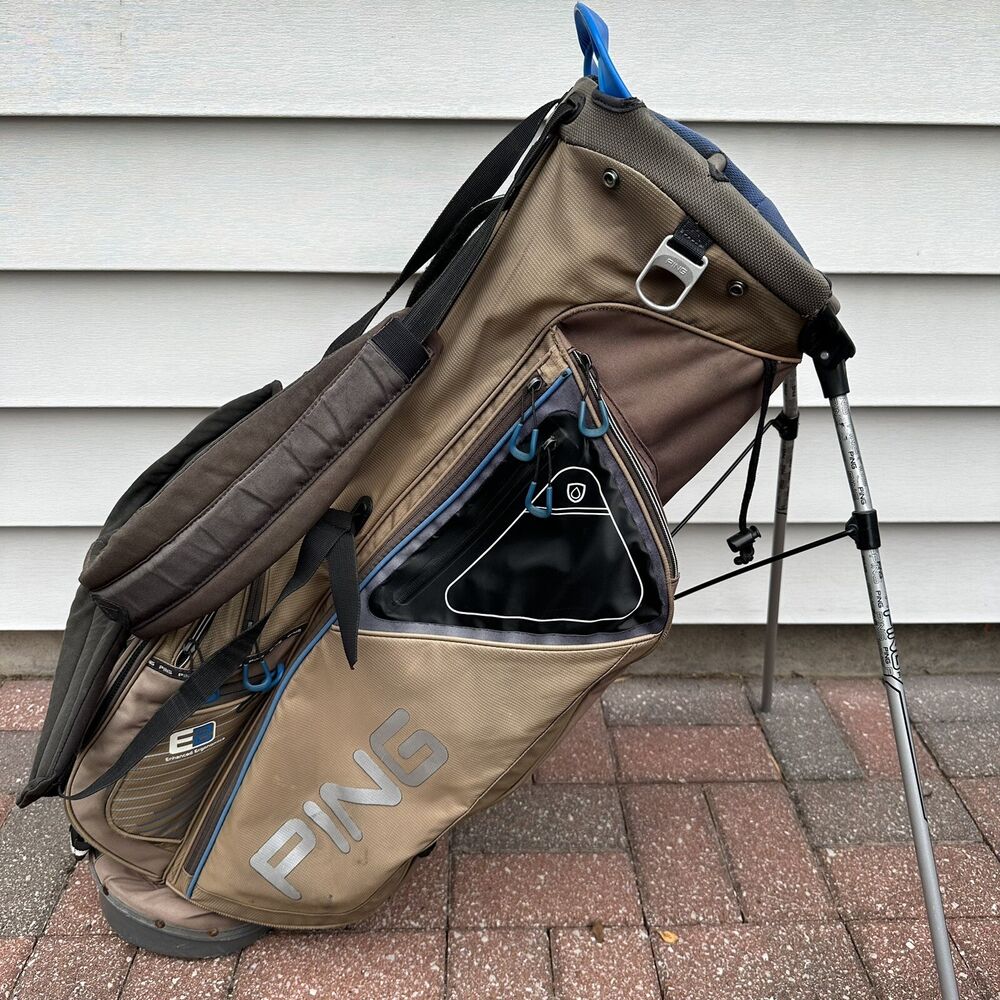 READ Ping 4 Series E2 Dual Strap Stand Carry Golf Bag 5 Way Tan Brown