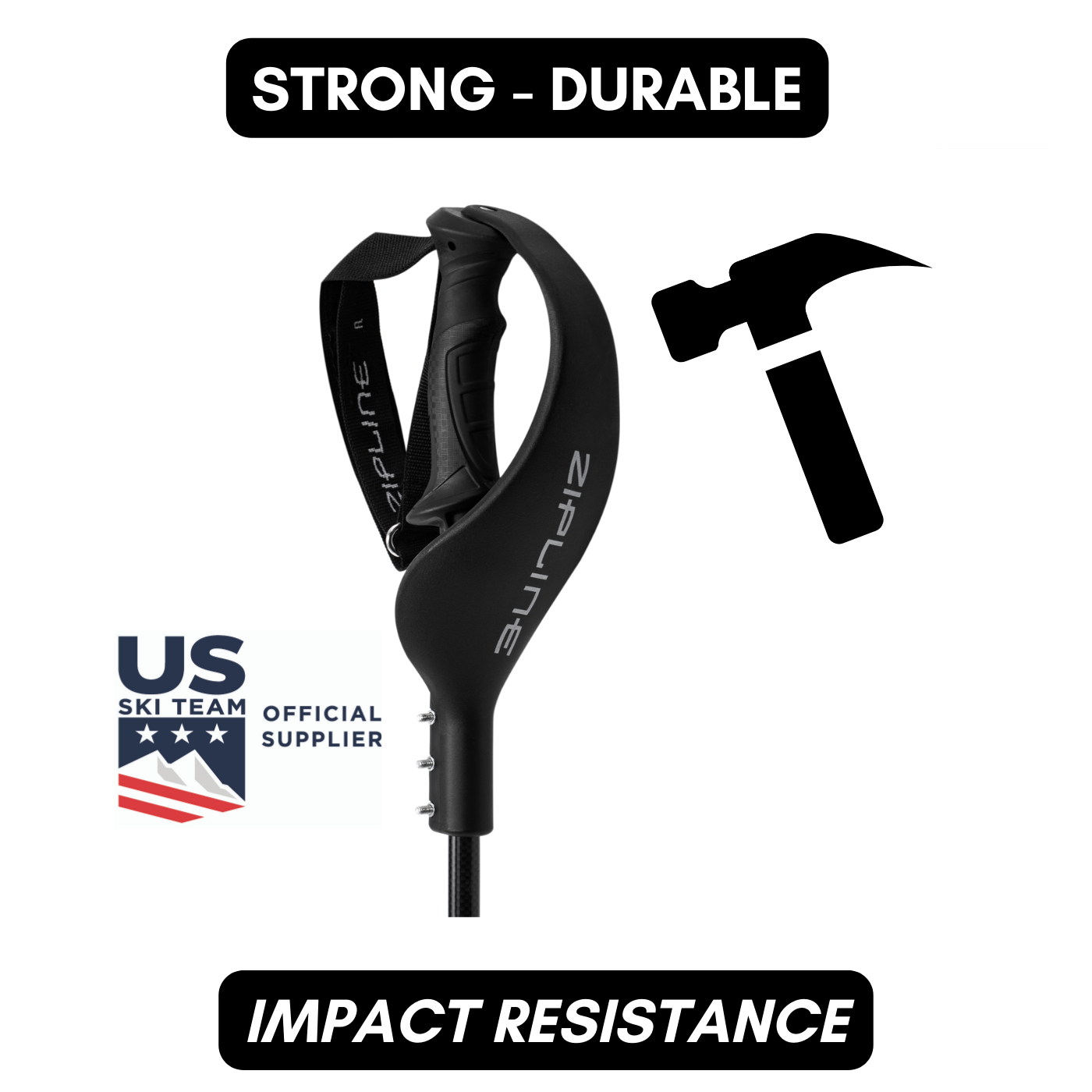 NEW ZIPLINE SKI POLE HAND GUARD BLACK MATTE SidelineSwap