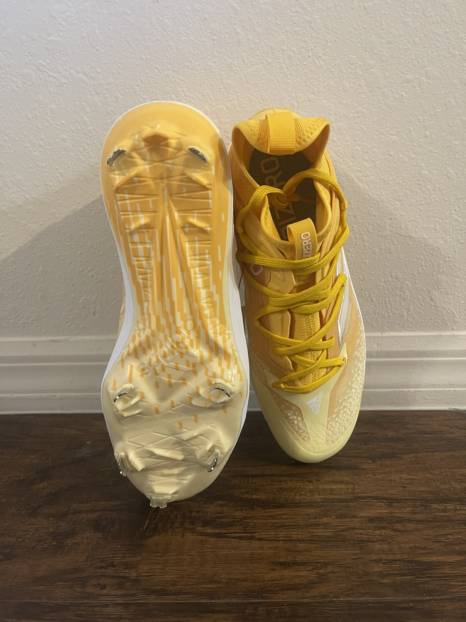 Adidas Adizero Afterburner NMV Yellow Metal Baseball Cleats