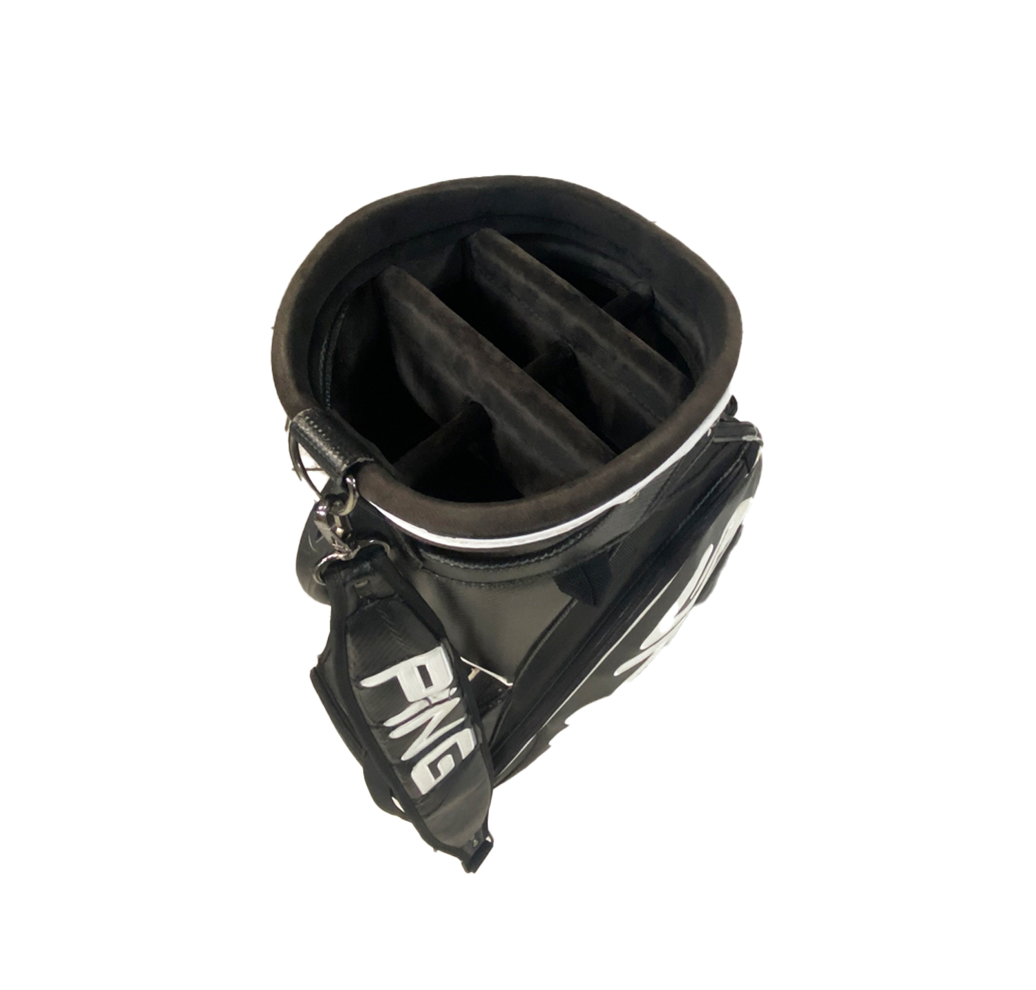 Ping Single Strap Black/White 6 Way Divider Staff Golf Bag SidelineSwap