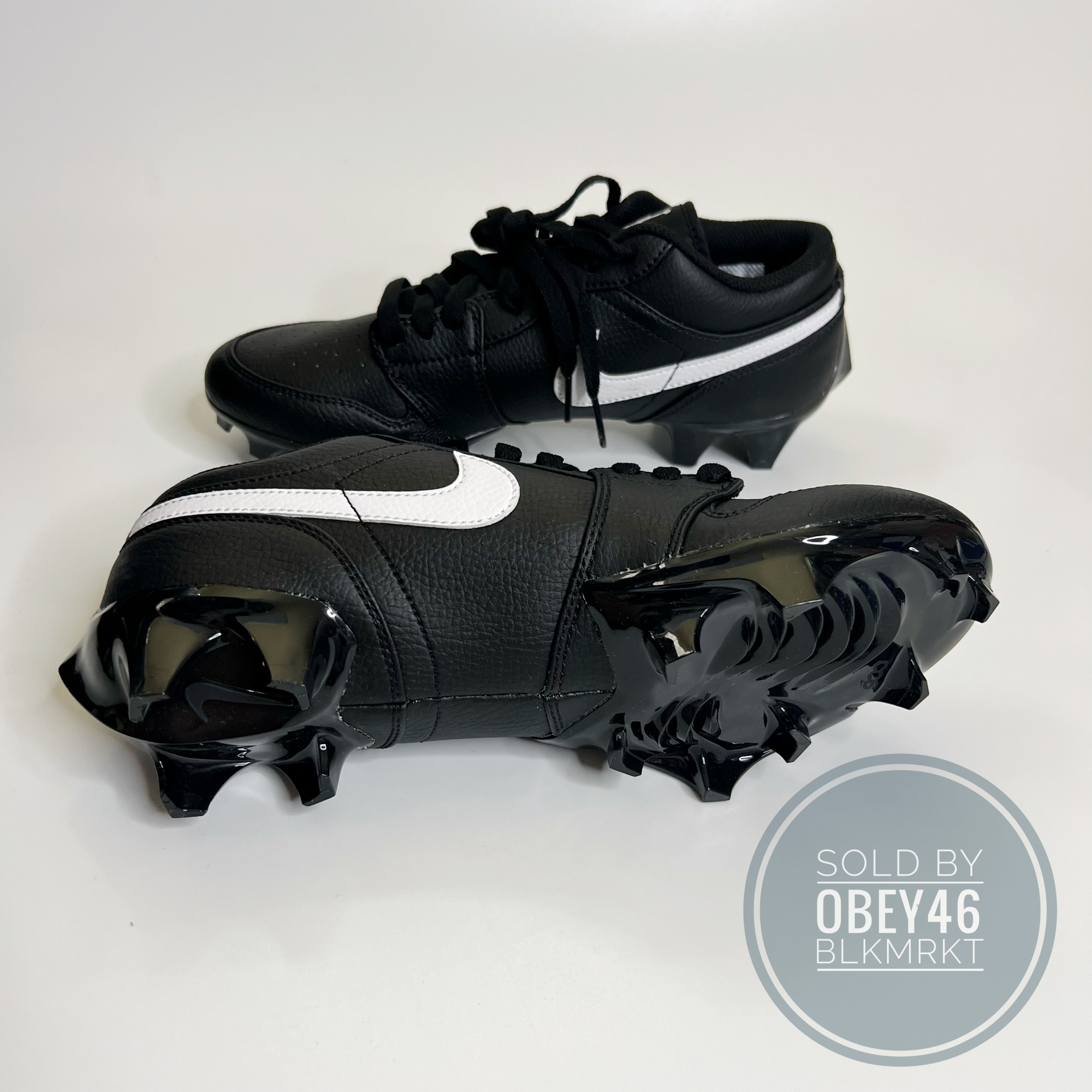 Nike Jordan 1 Low TD Black White Panda Football Cleats SidelineSwap