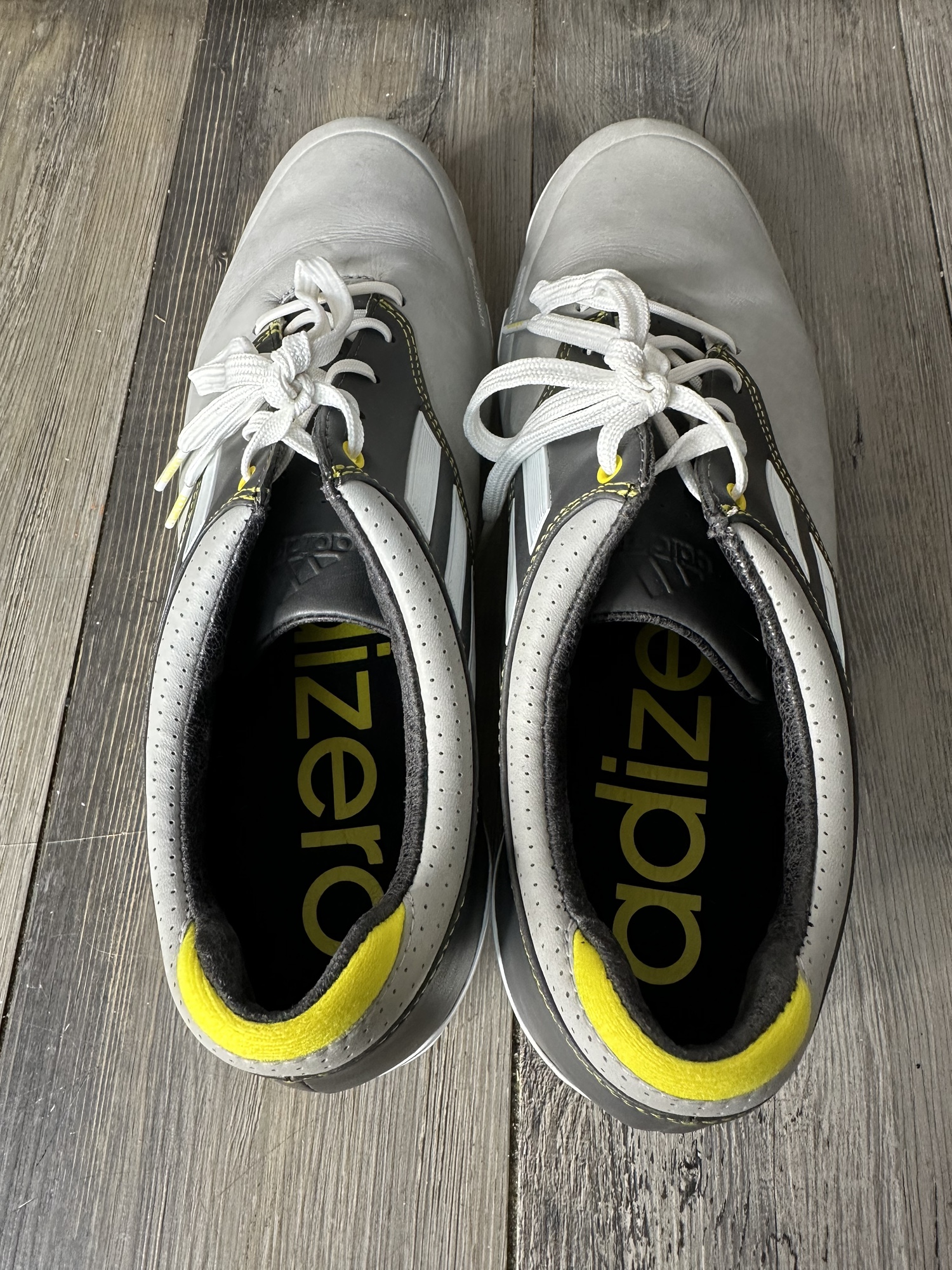 Adidas Adizero Tour Golf Shoes Spikes Mens 10.5 Gray Yellow Sprint