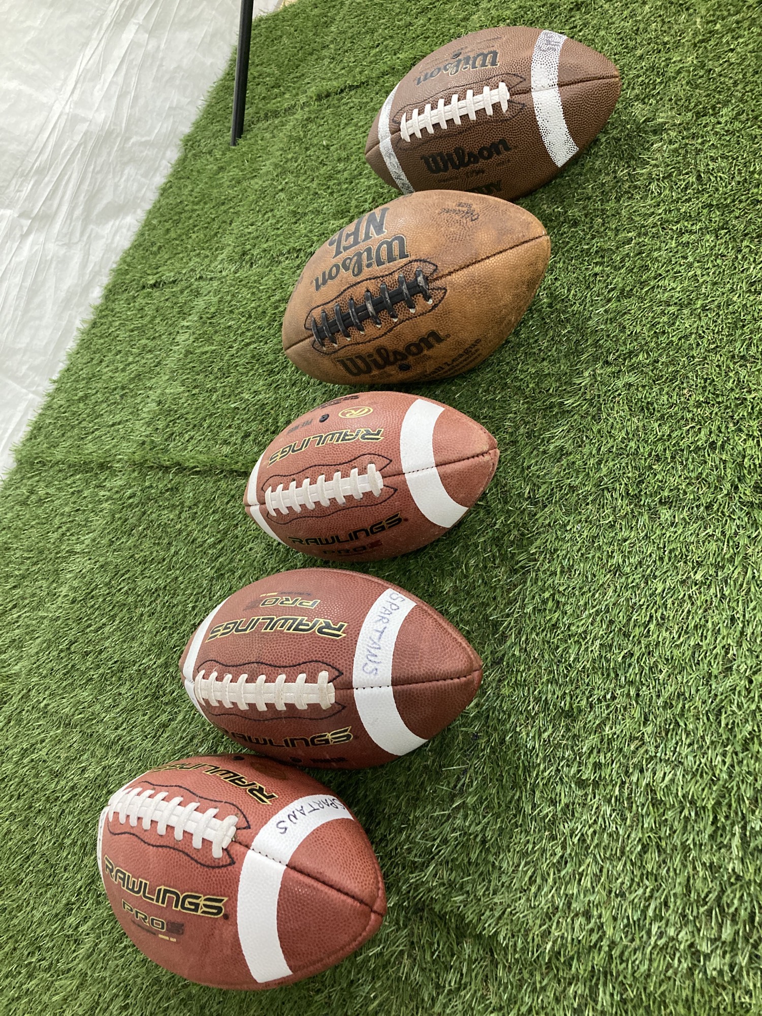 5 Used Footballs Various Sizes SidelineSwap