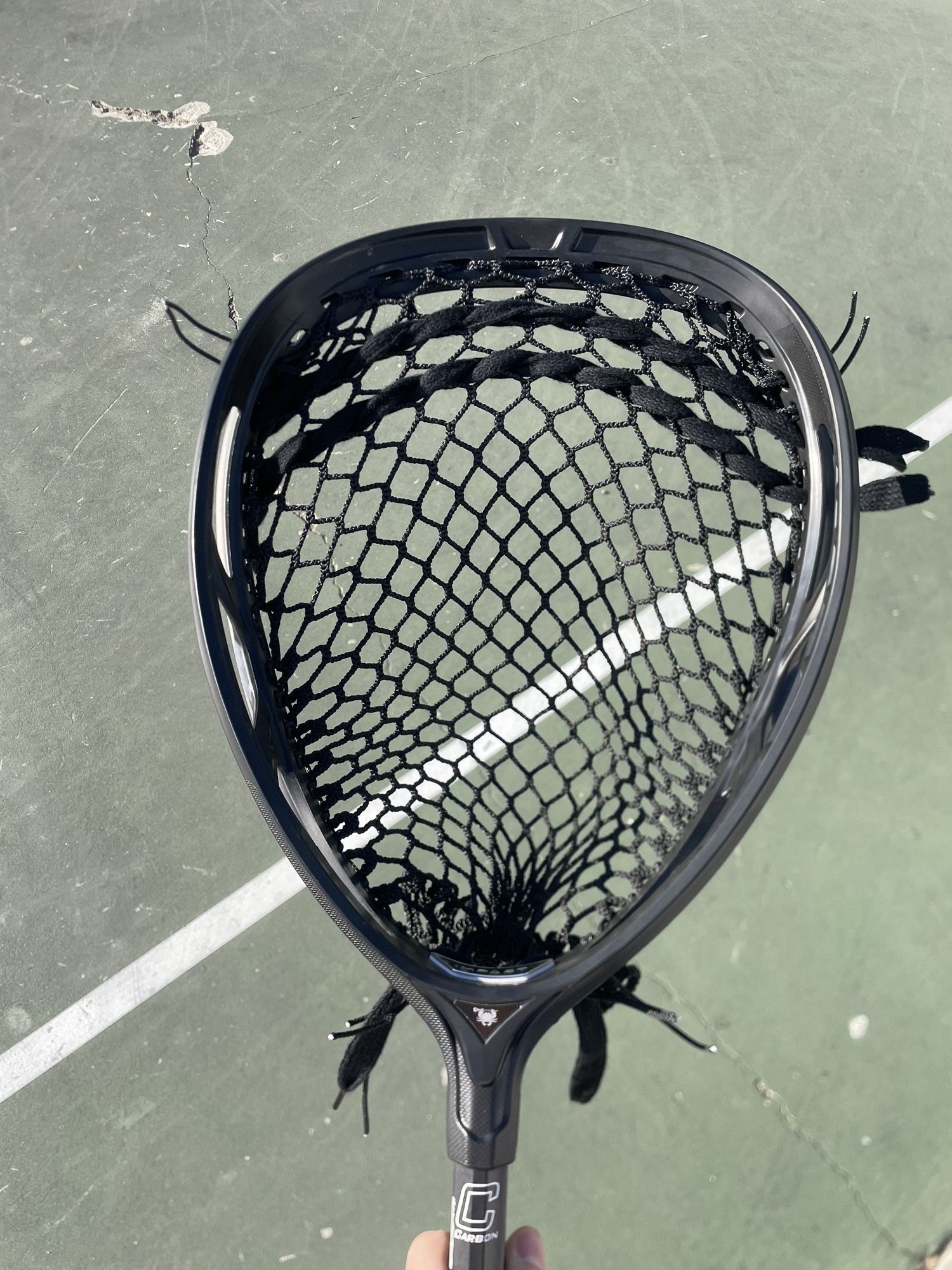 Professionally Strung ALL BLACK Impact Goalie Head (12D Mesh Dynasty) SidelineSwap