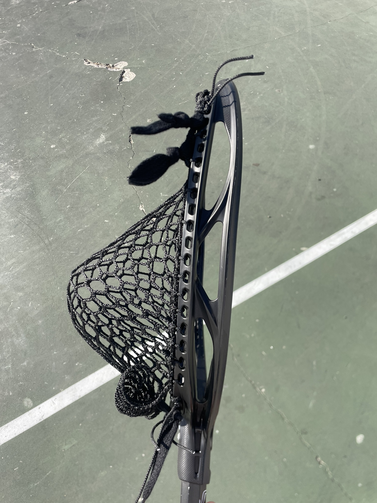 Professionally Strung ALL BLACK Impact Goalie Head (12D Mesh Dynasty) SidelineSwap