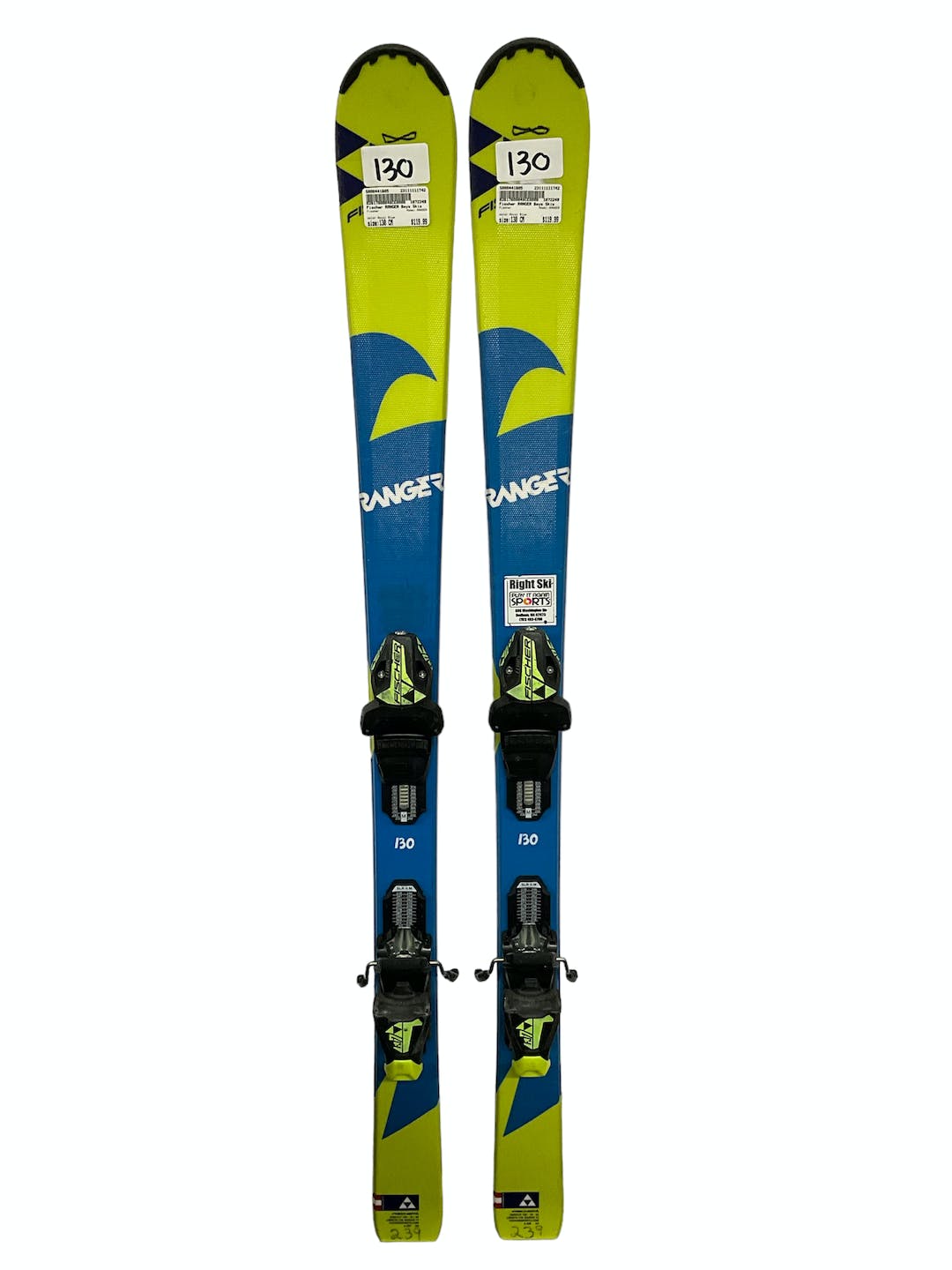 Used Fischer Ranger 130 Cm Junior Downhill Ski Combo SidelineSwap