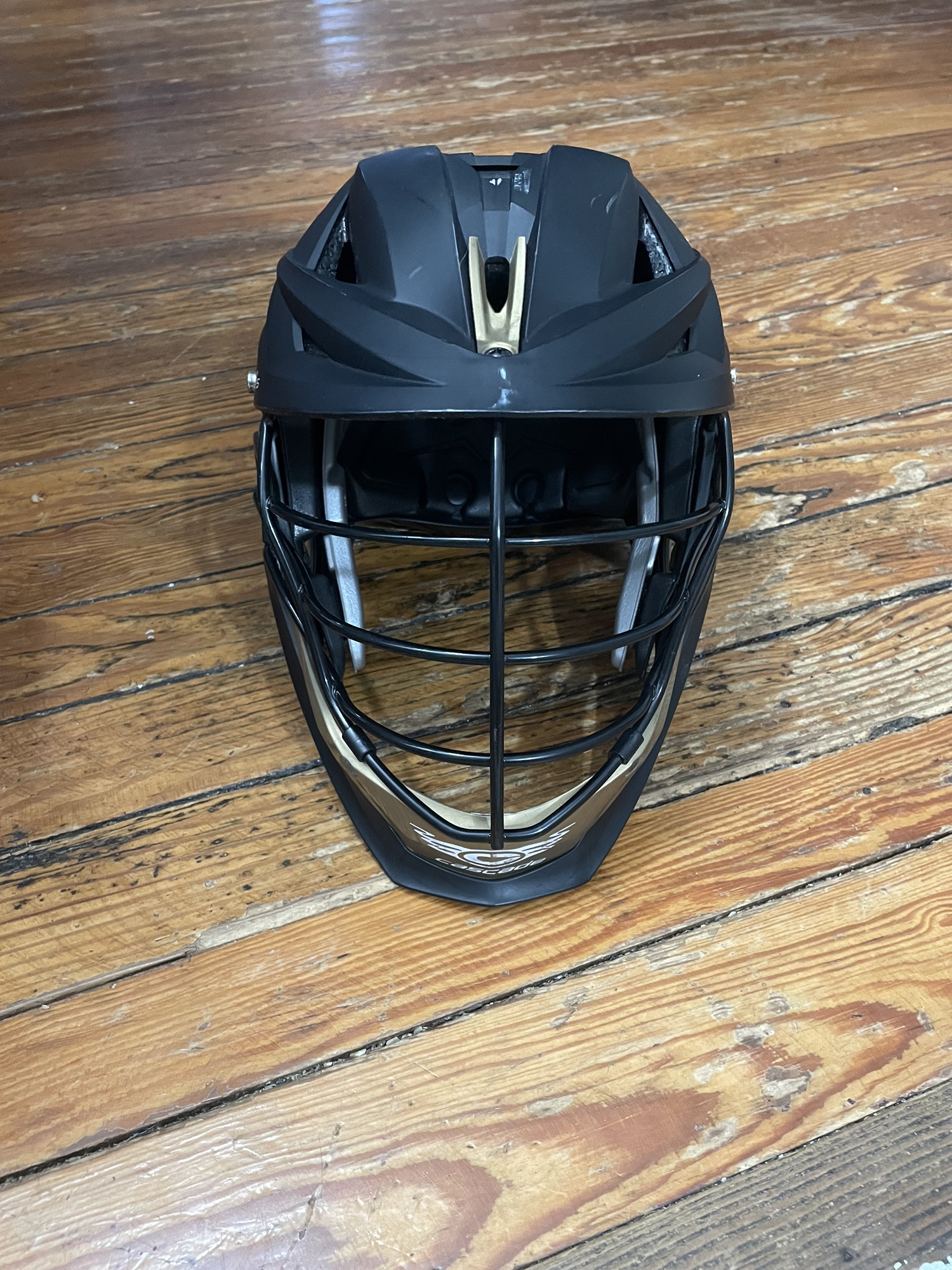 Cascade XRS Lacrosse Helmet Matte Black with Gold (Retail 360