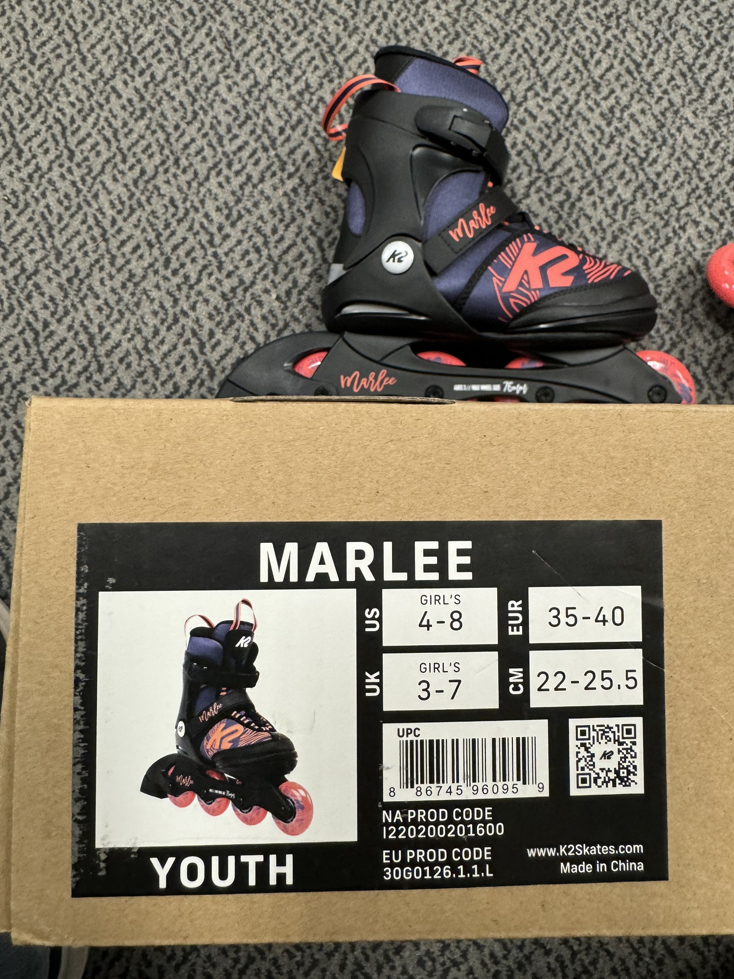K2 Marlee youth size 48 Adjustable inline skate SidelineSwap