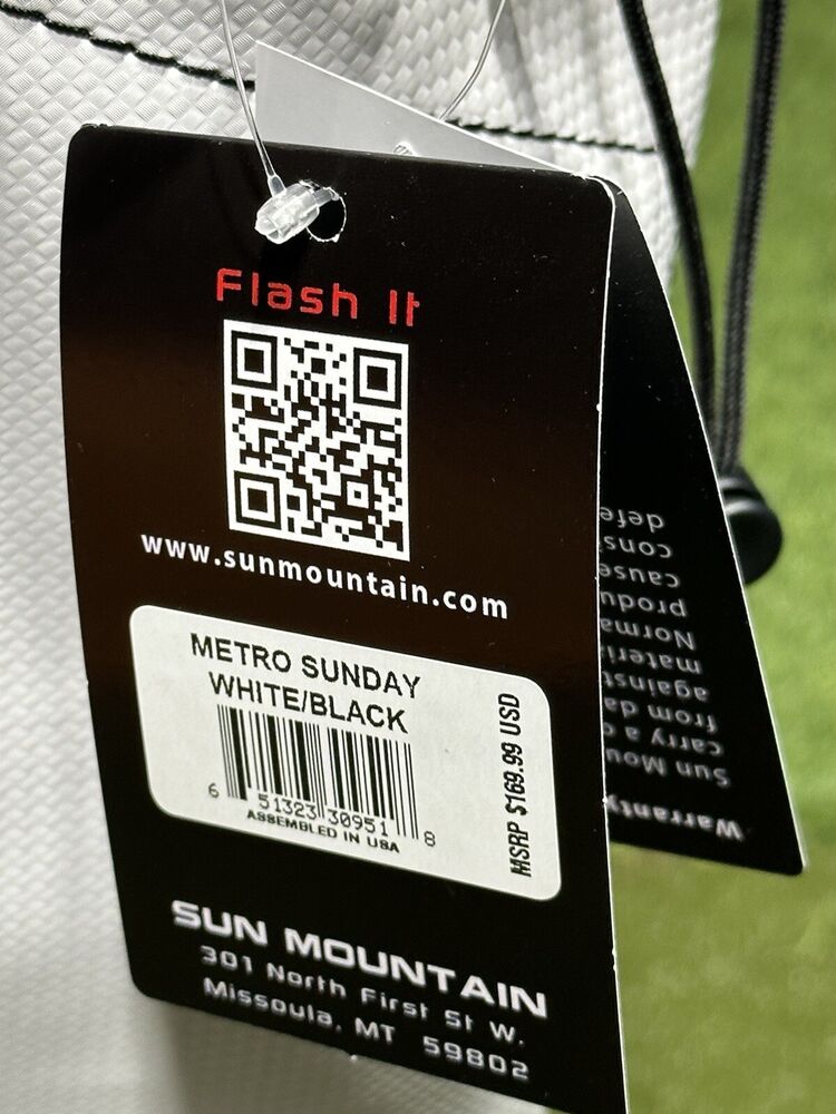 Sun Mountain Metro Sunday Lightweight Carry Golf Bag White/Black New