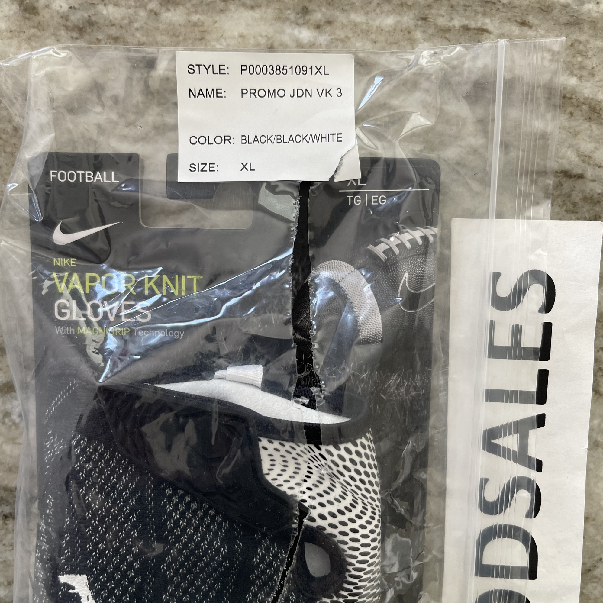 Nike Jordan Vapor Knit 3.0 Receiver Football Gloves Black CJ9849