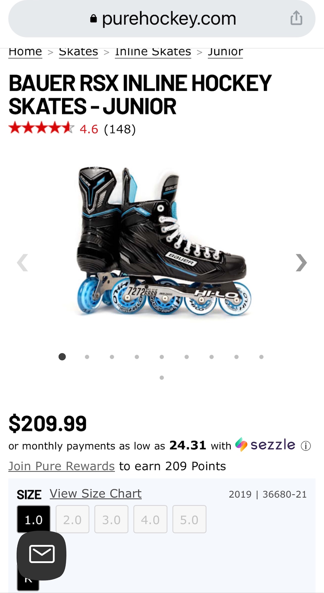 Used Bauer Size 1 RSX Inline Skates SidelineSwap