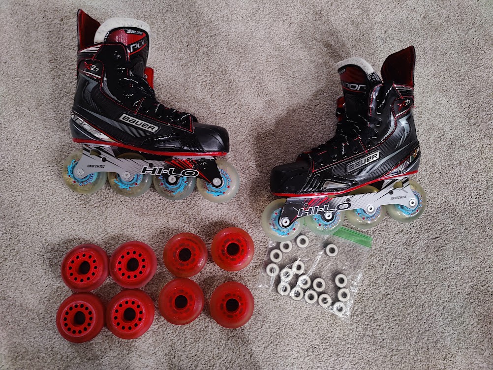 Bauer Vapor X2.7R Inline Skates Junior Size 4.5 with Extra Wheels and