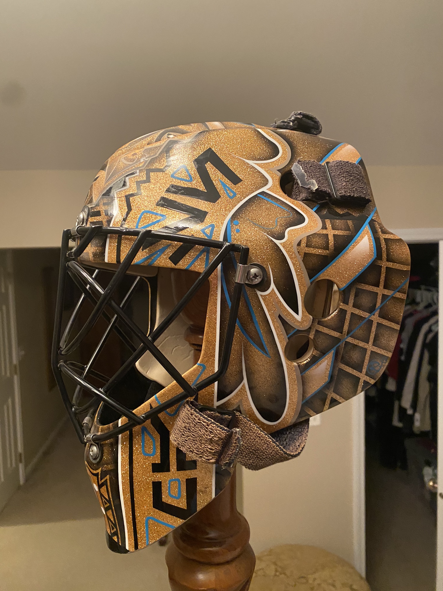 Custom Painted Coveted x-3 goalie mask | SidelineSwap