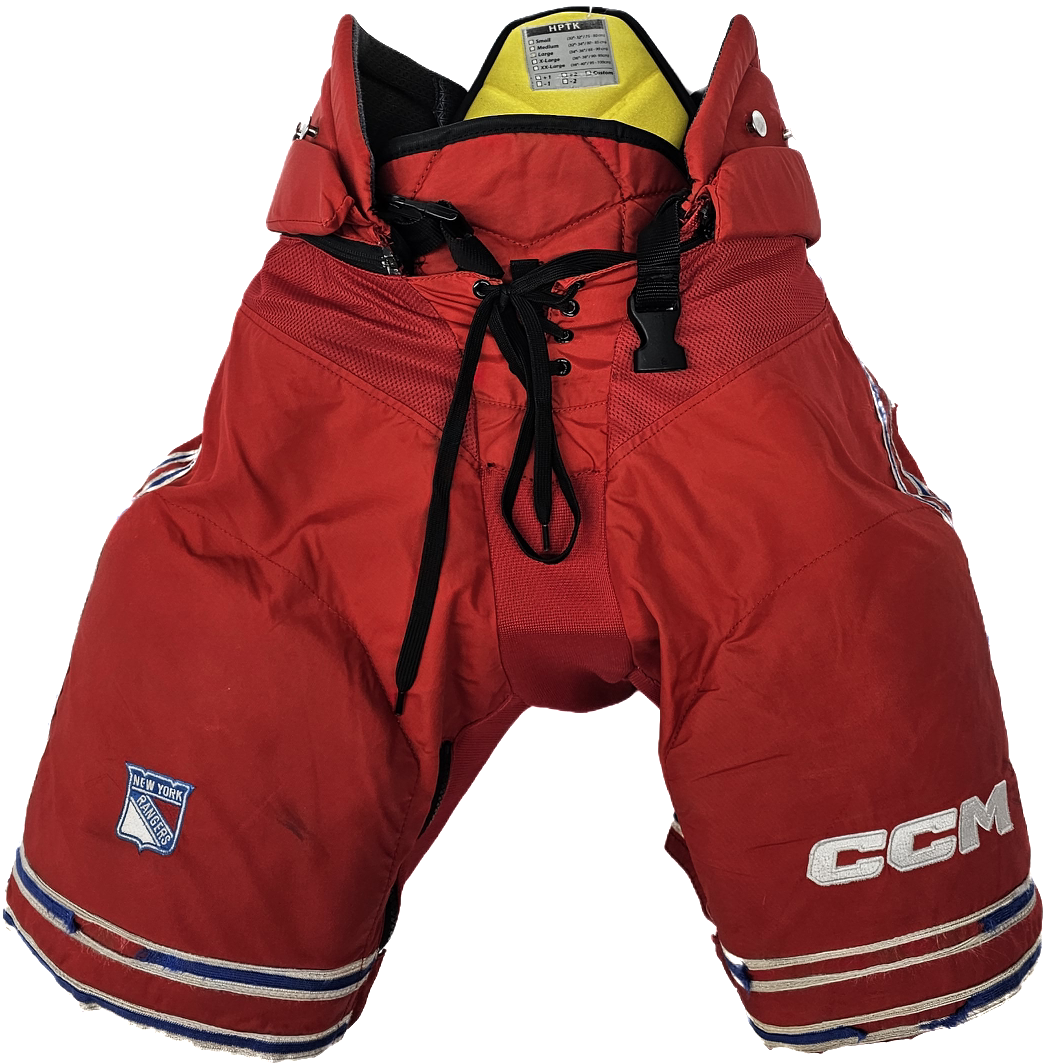CCM HPTK CUSTOM PRO STOCK HOCKEY PANTS LARGE NEW YORK RANGERS NHL USED