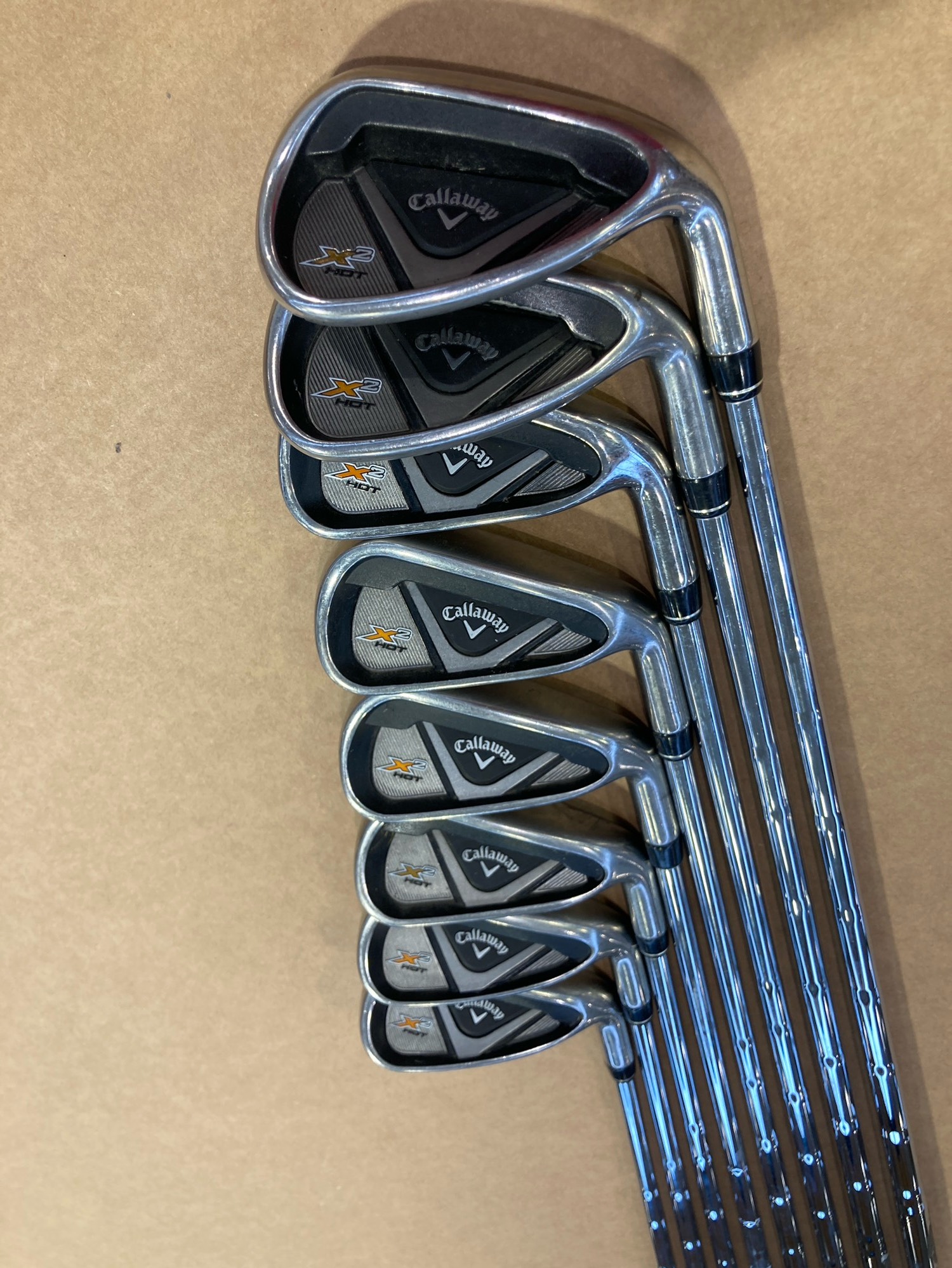 Used Men's Callaway X2 Hot Right Iron Set Stiff Steel 49, A, P