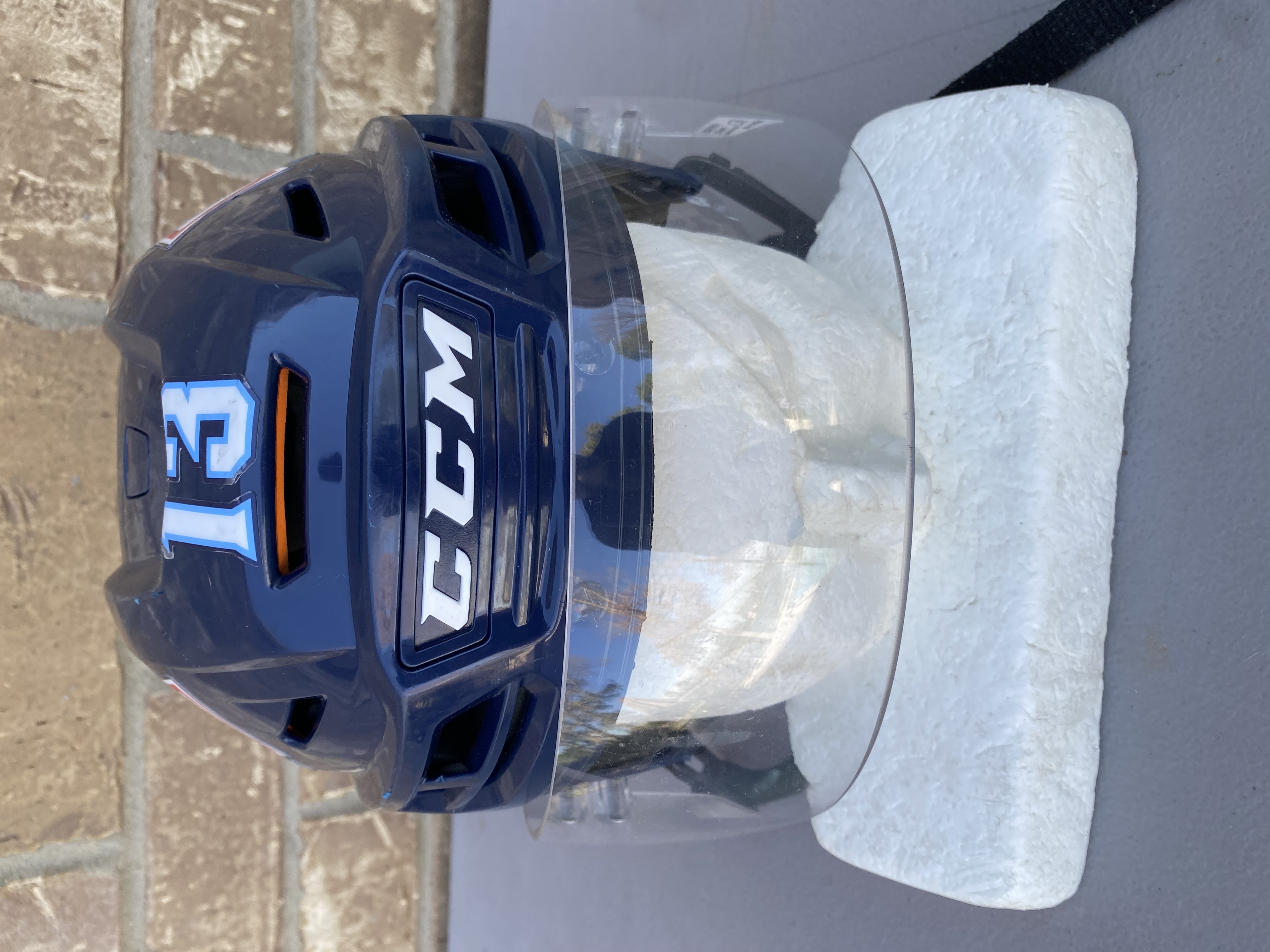 CCM Tacks 710 Pro Stock Hockey Helmet CCM Visor Combo Medium Navy Blue 5167 SidelineSwap