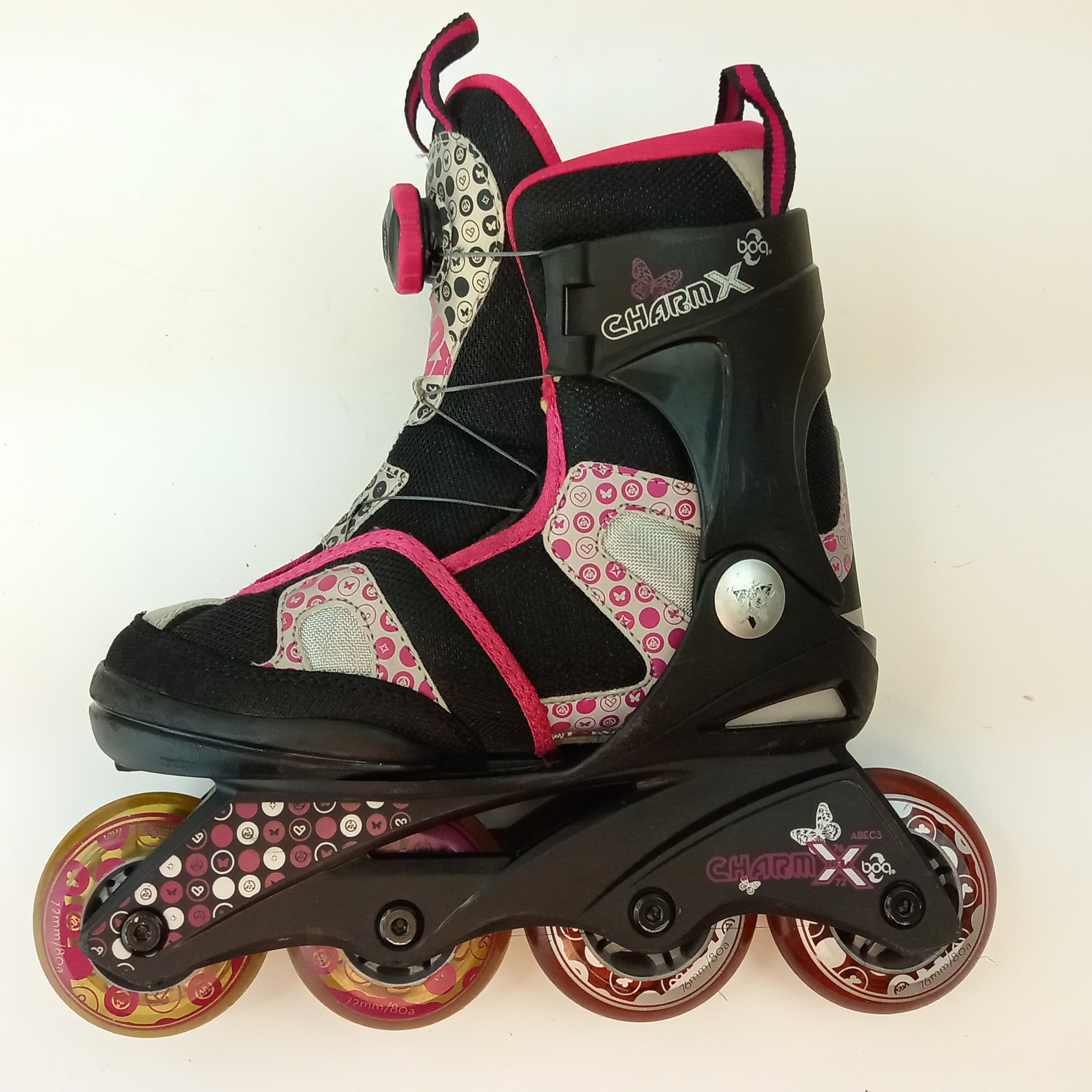 Used K2 Charm X BOA Inline Skates Regular Width Size 15 Girls Youth Adjustable Size SidelineSwap