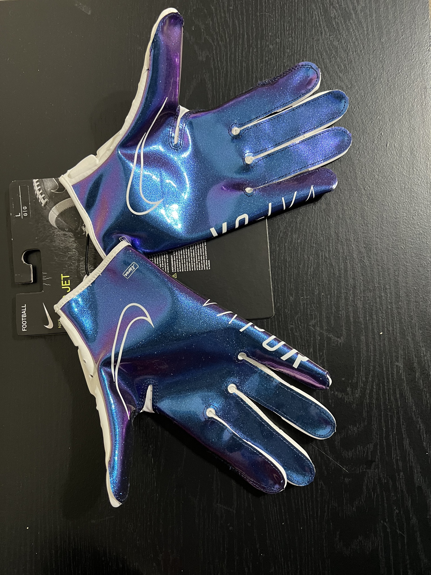 Nfl Combine Iridescent Football Gloves Nike Vapor Jet White Iridescent Blue  Purple Football Gloves