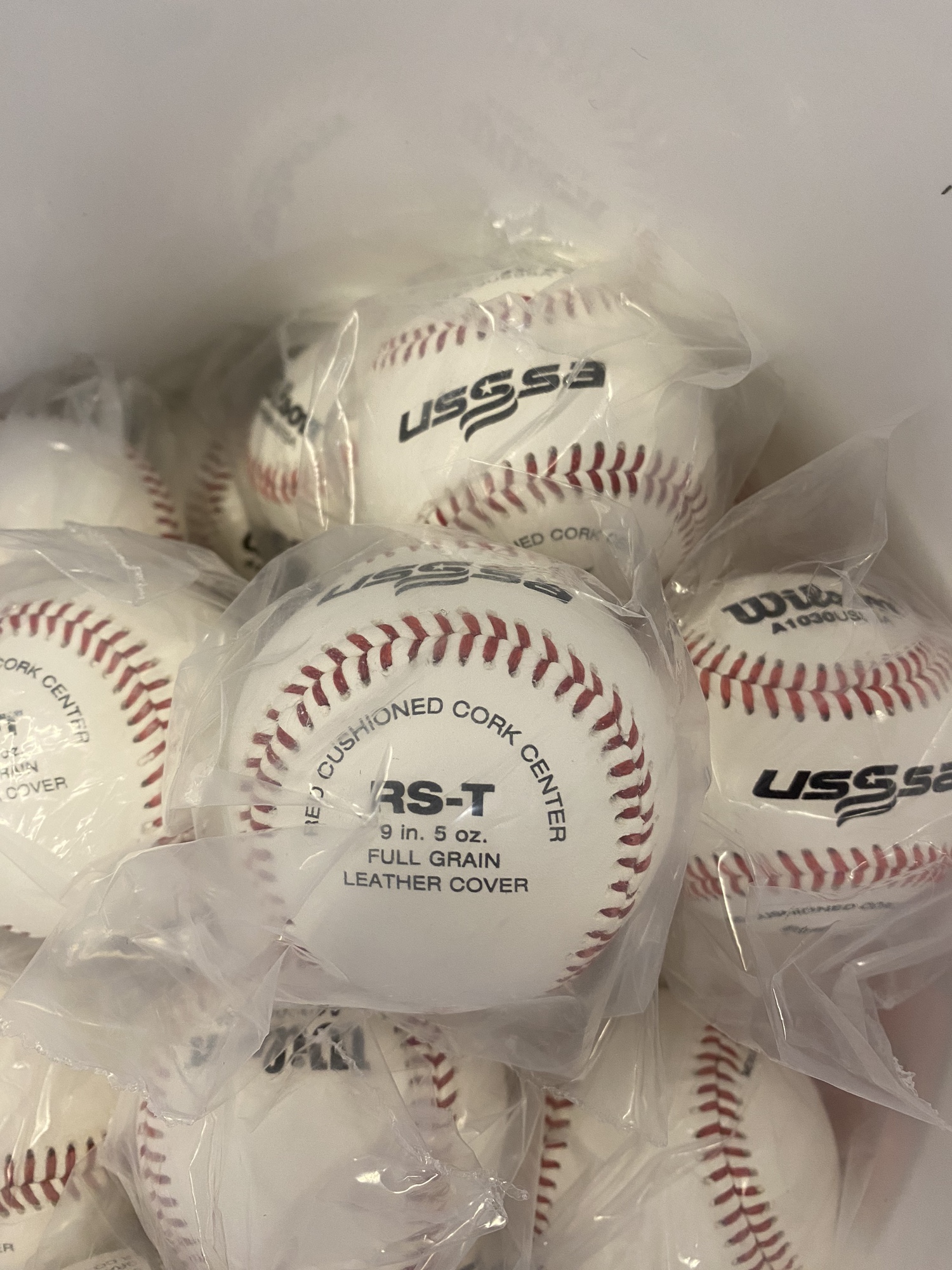 3 Dozen Wilson A1030 USSSA RST Leather Baseballs with Ball Bucket