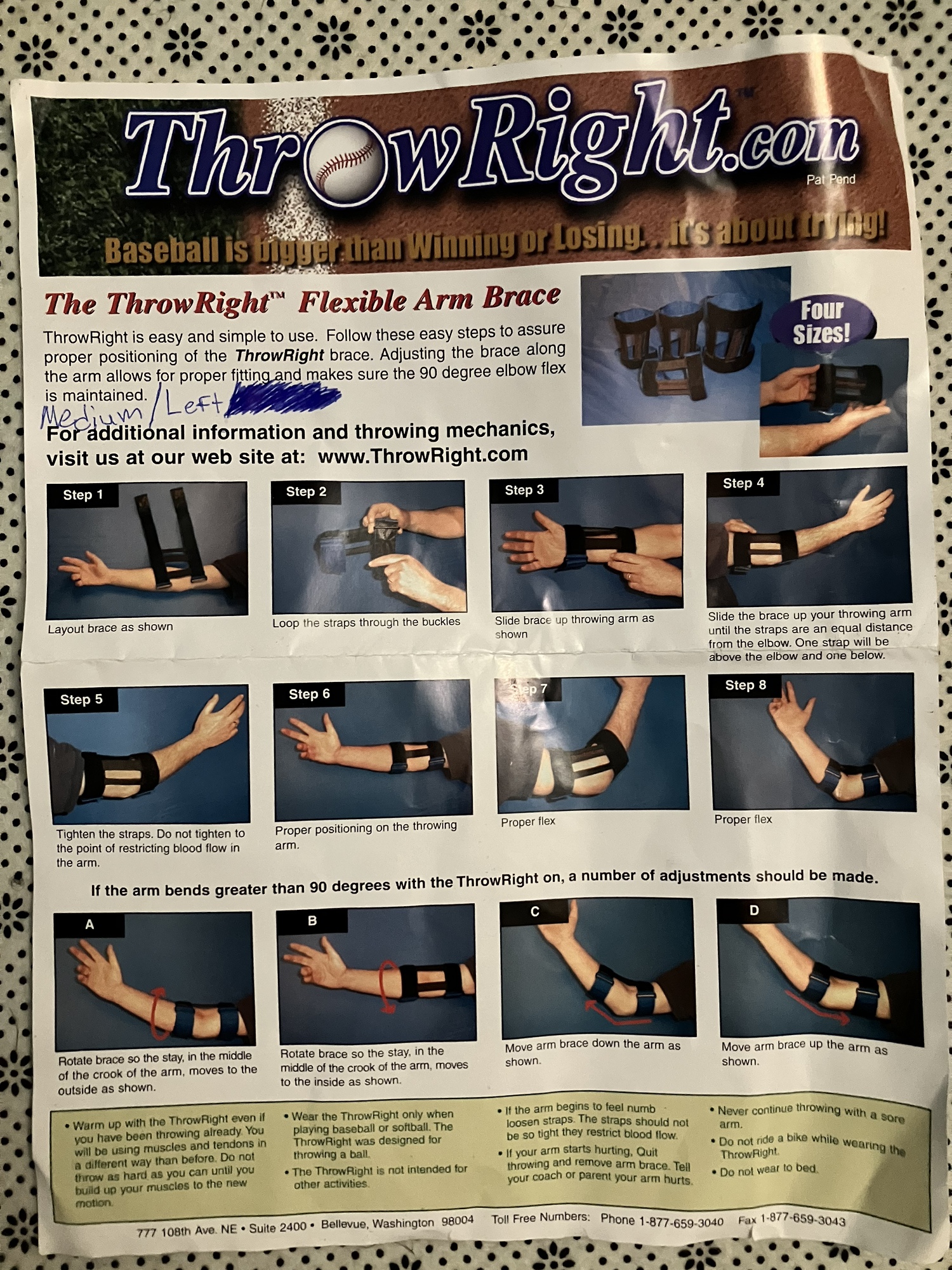 ThrowMax Lefty throwing brace. SidelineSwap