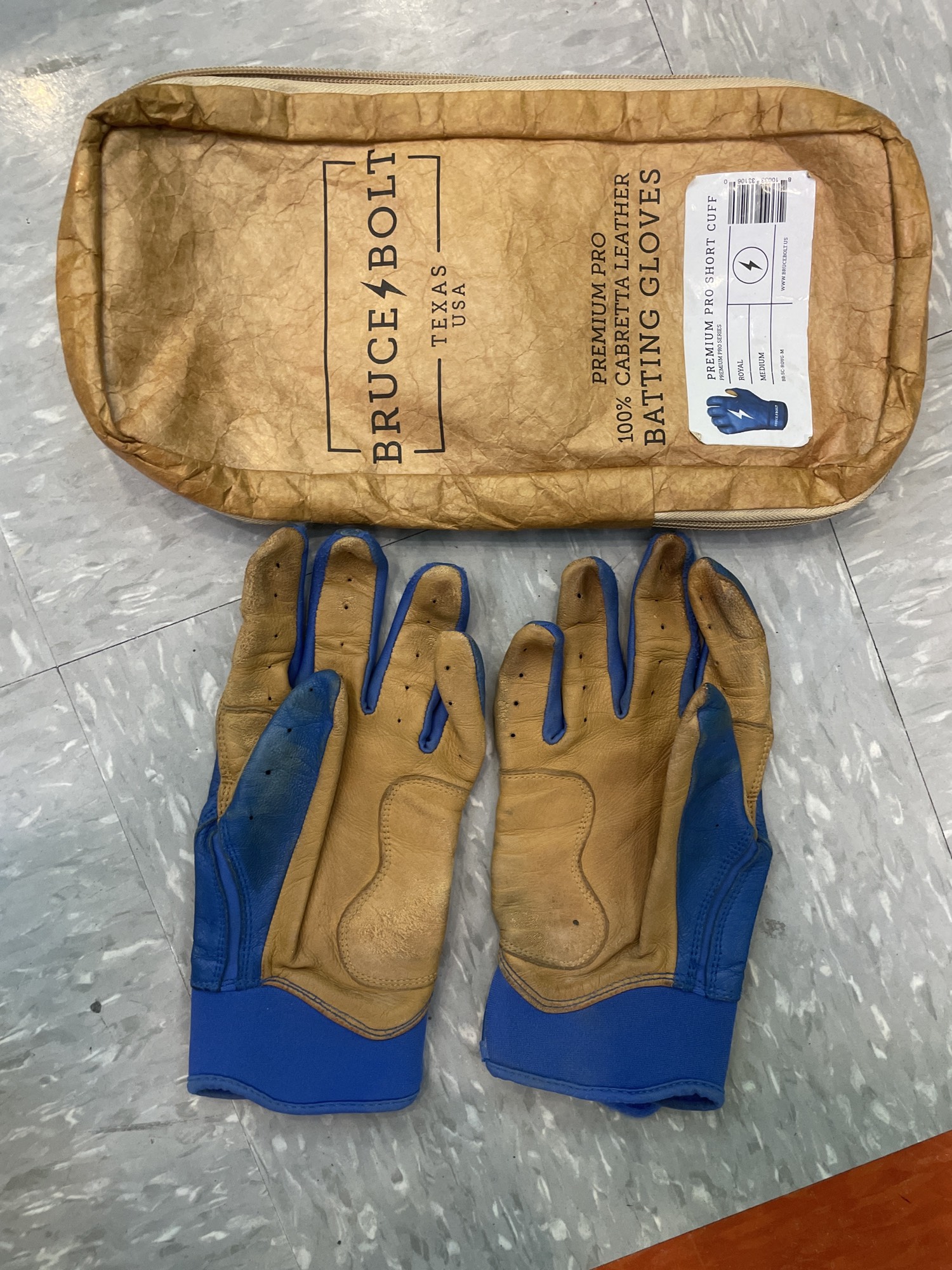 Blue Used Medium Bruce Bolt Batting Gloves SidelineSwap