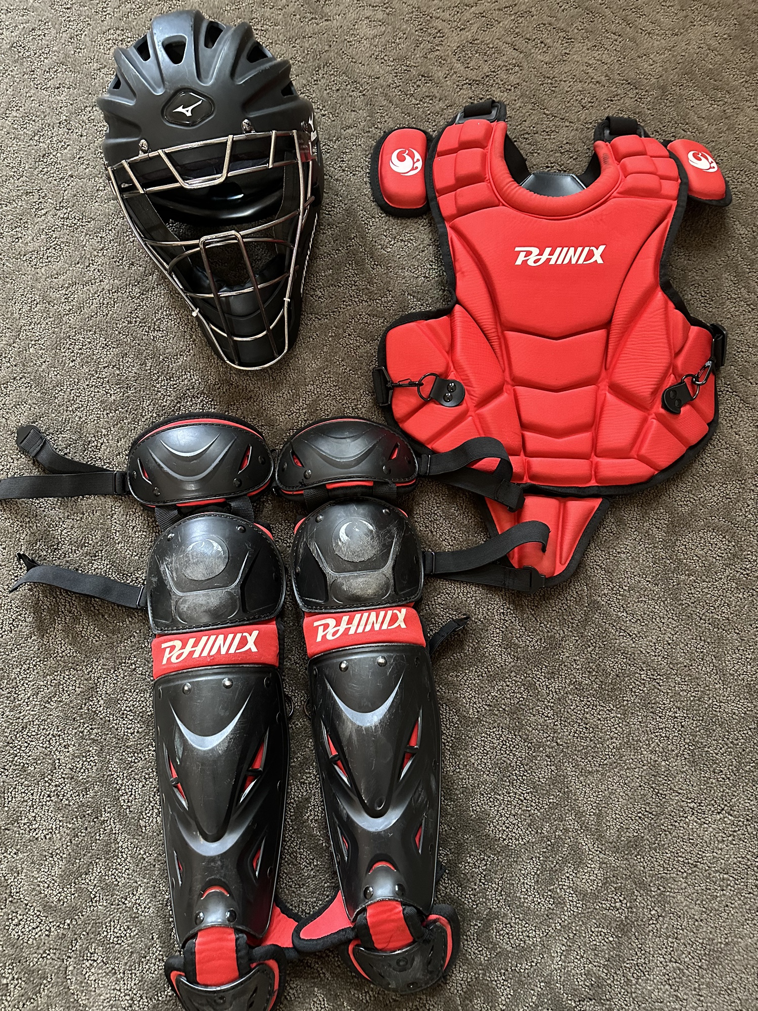 Mizuno Samurai Catcher's Helmet and Rhinix Chest Protector And Shin