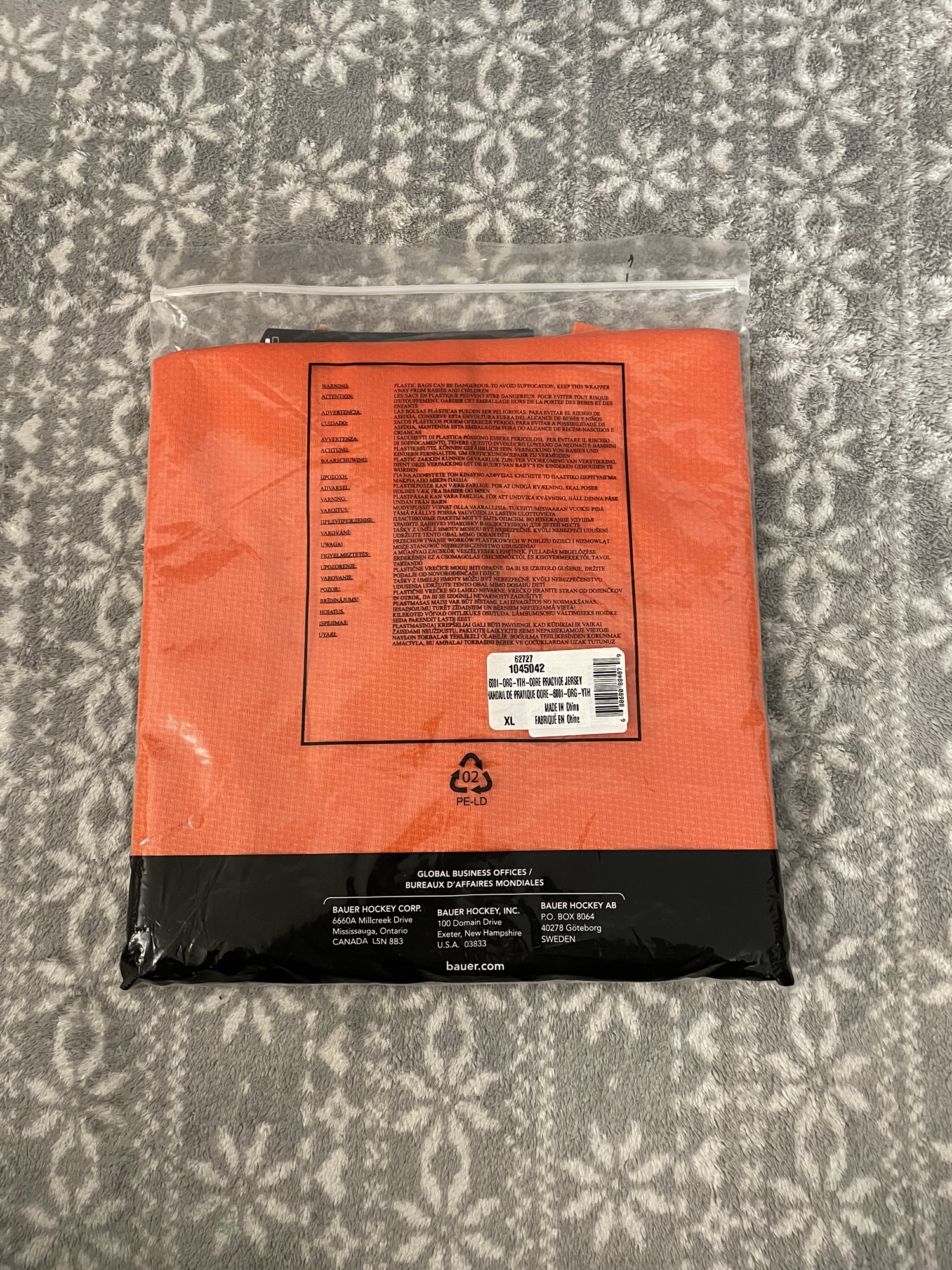 Brand New Orange Youth XL Bauer Core Practice Jersey SidelineSwap