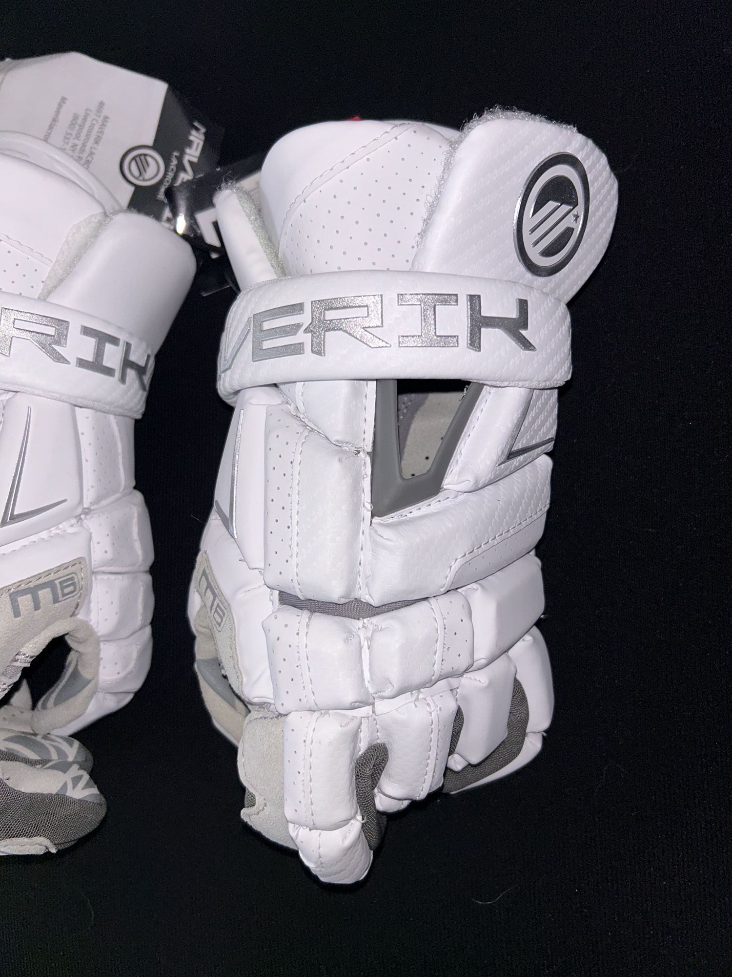 Maverik M6 12" Lacrosse Gloves Medium M New With Tags Lax White NWT SidelineSwap