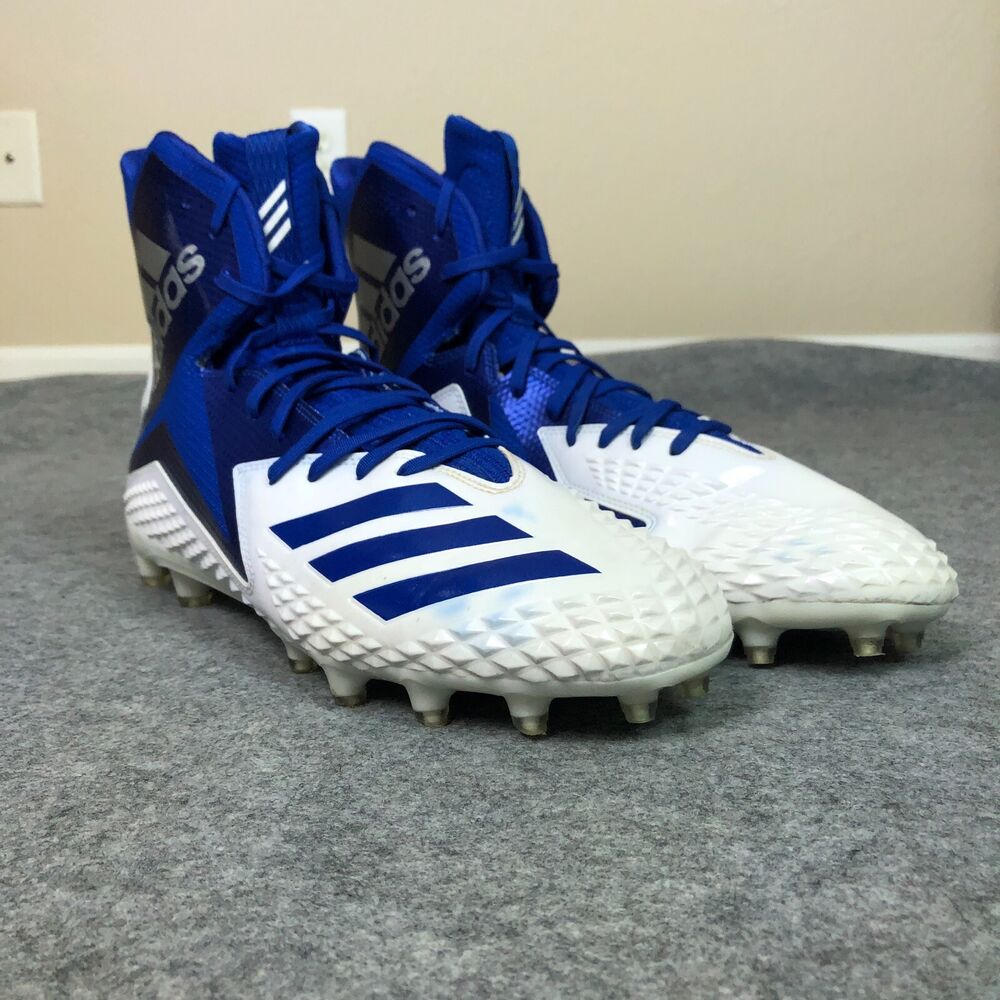 Adidas Mens Football Cleat 14 White Blue Shoe Lacrosse Freak High Sport 