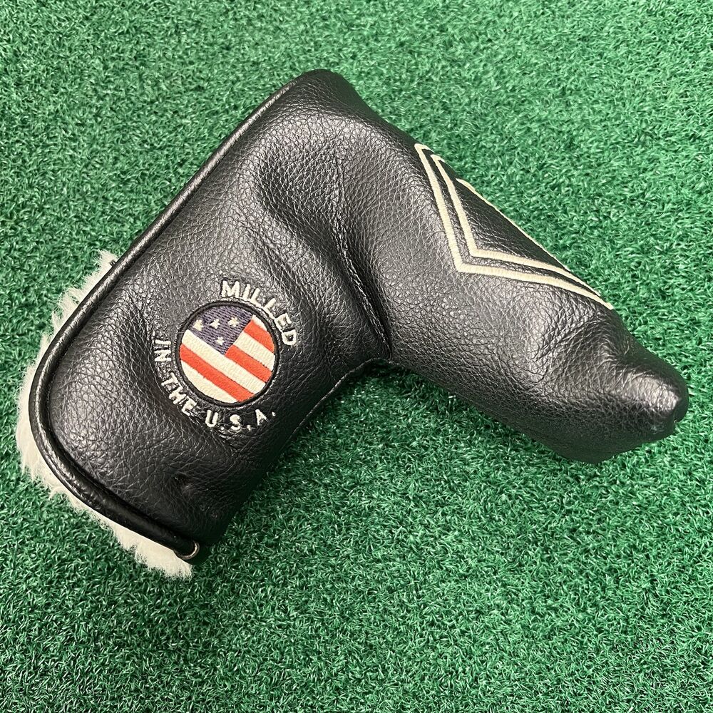 Bettinardi Hex White Blade Putter Head Cover Black Leather White Fur