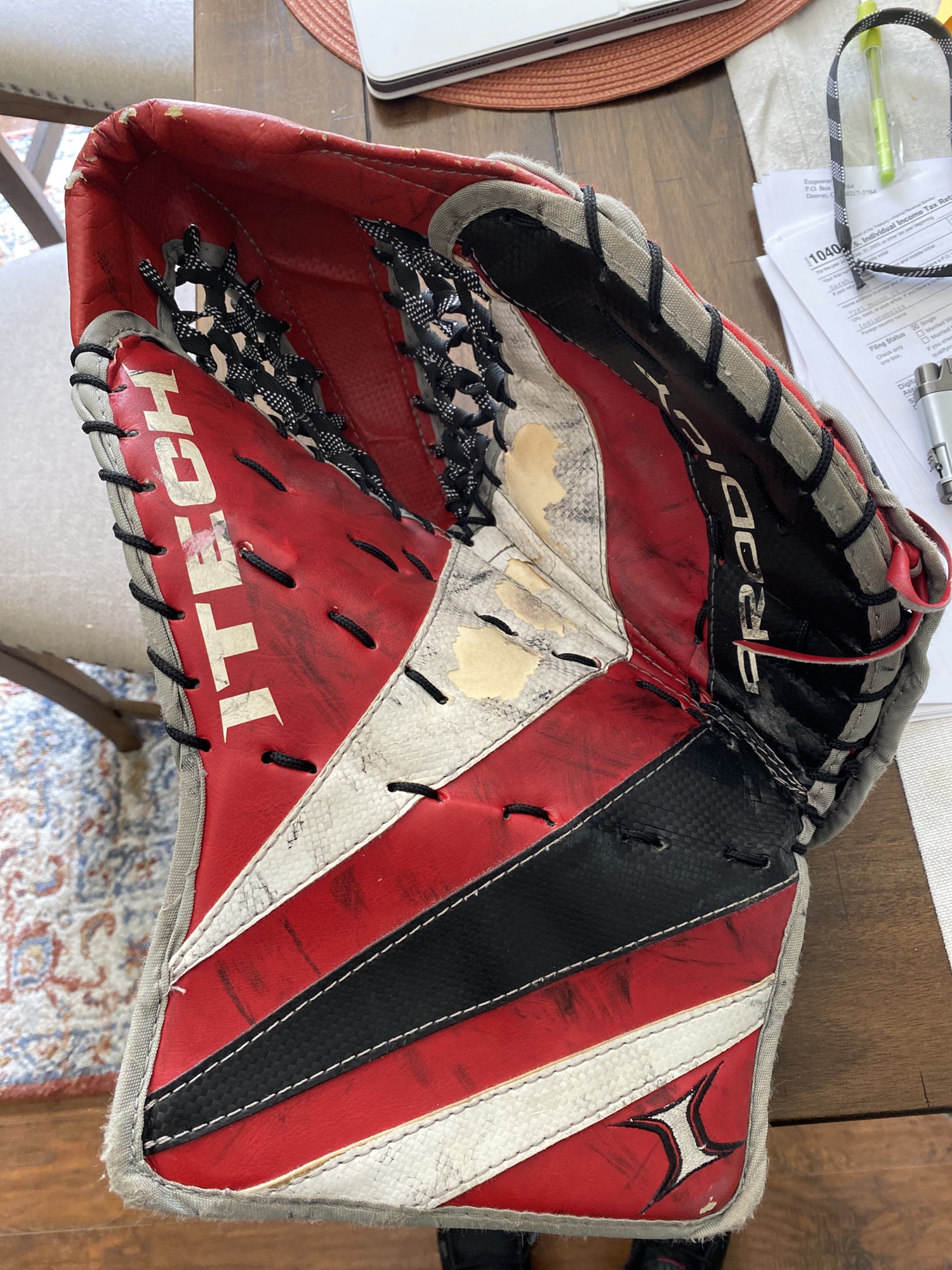Custom goalie glove restringing SidelineSwap