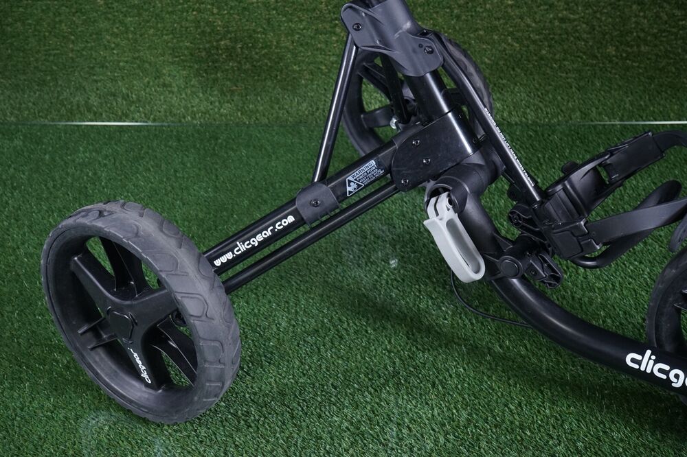 CLICGEAR MODEL 4 W/ STEERING KNOB PUSH PULL 3 WHEEL GOLF BAG PUSHER