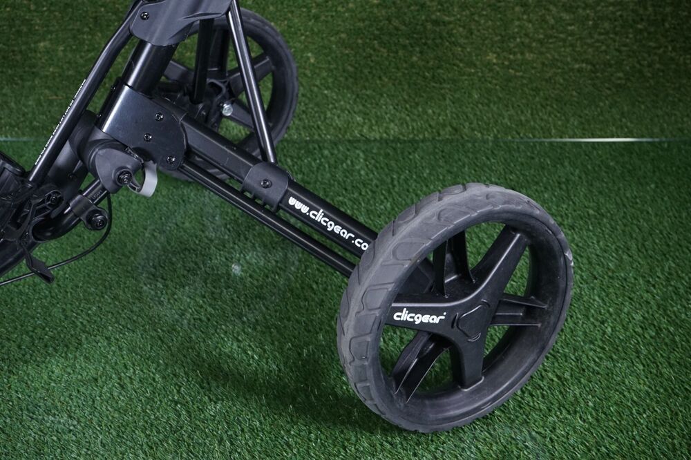 CLICGEAR MODEL 4 W/ STEERING KNOB PUSH PULL 3 WHEEL GOLF BAG PUSHER