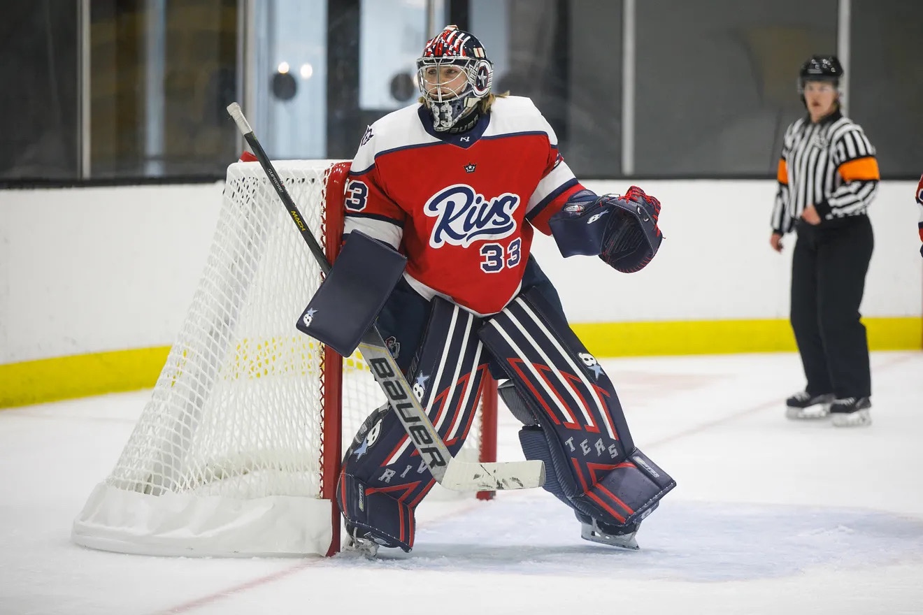 Brian’s Custom Riveters Top Gun Inspired Goalie Pads and Gloves