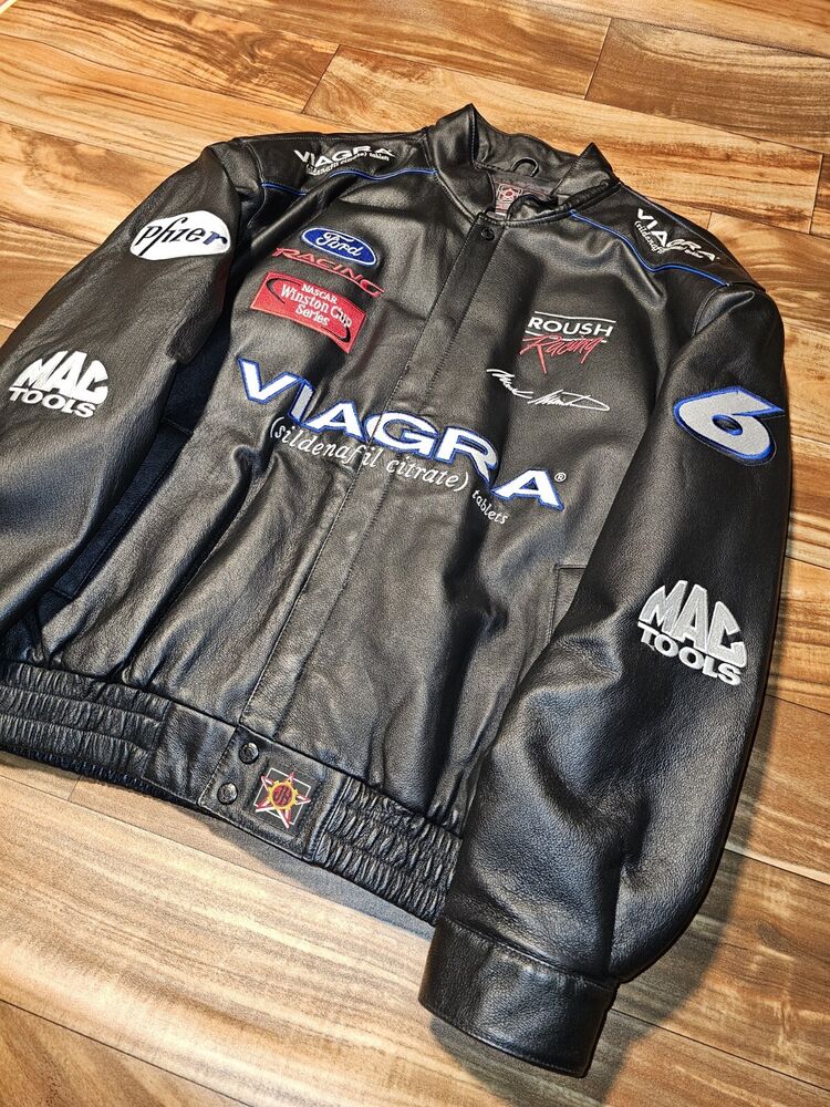 NEW Vintage Mark Martin Viagra Racing Leather Jacket #6