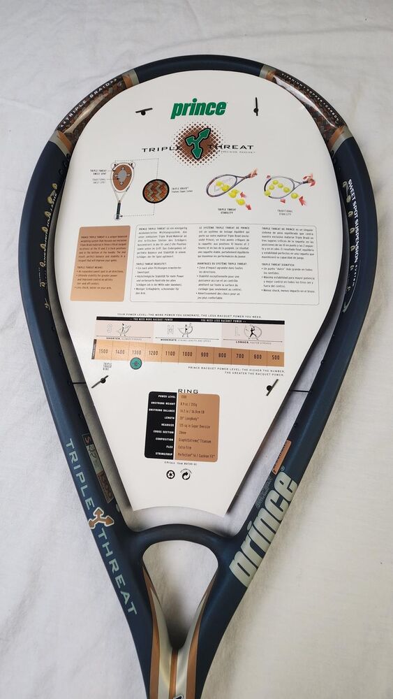 即購入可　PRINCE TRIPLE THREAT RIP Prince Triple Threat Tennis Racket (TC78A) w/ Cover - 4 1/4 in