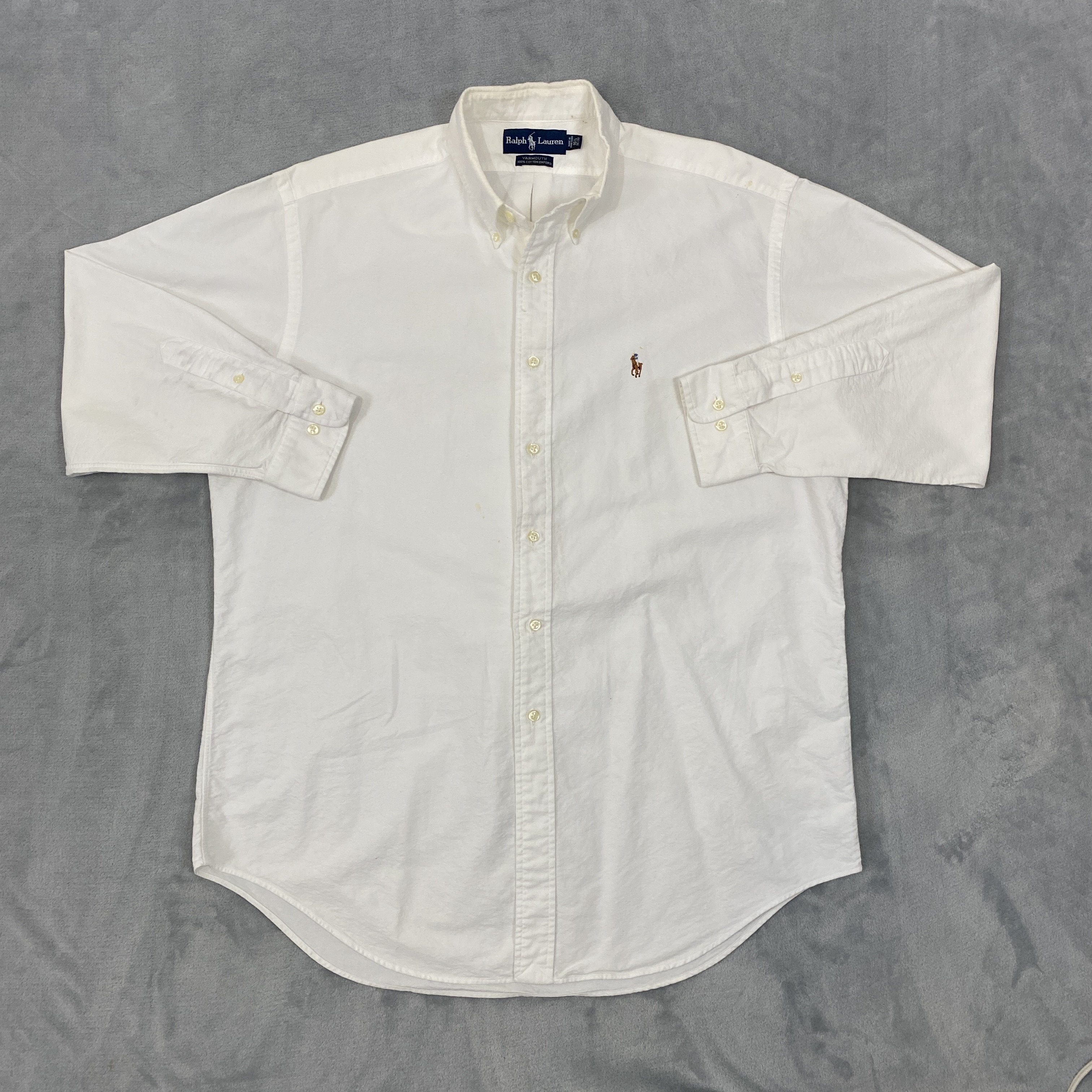 Vintage Ralph Lauren YARMOUTH Shirt Men 16 1/2 White Cotton