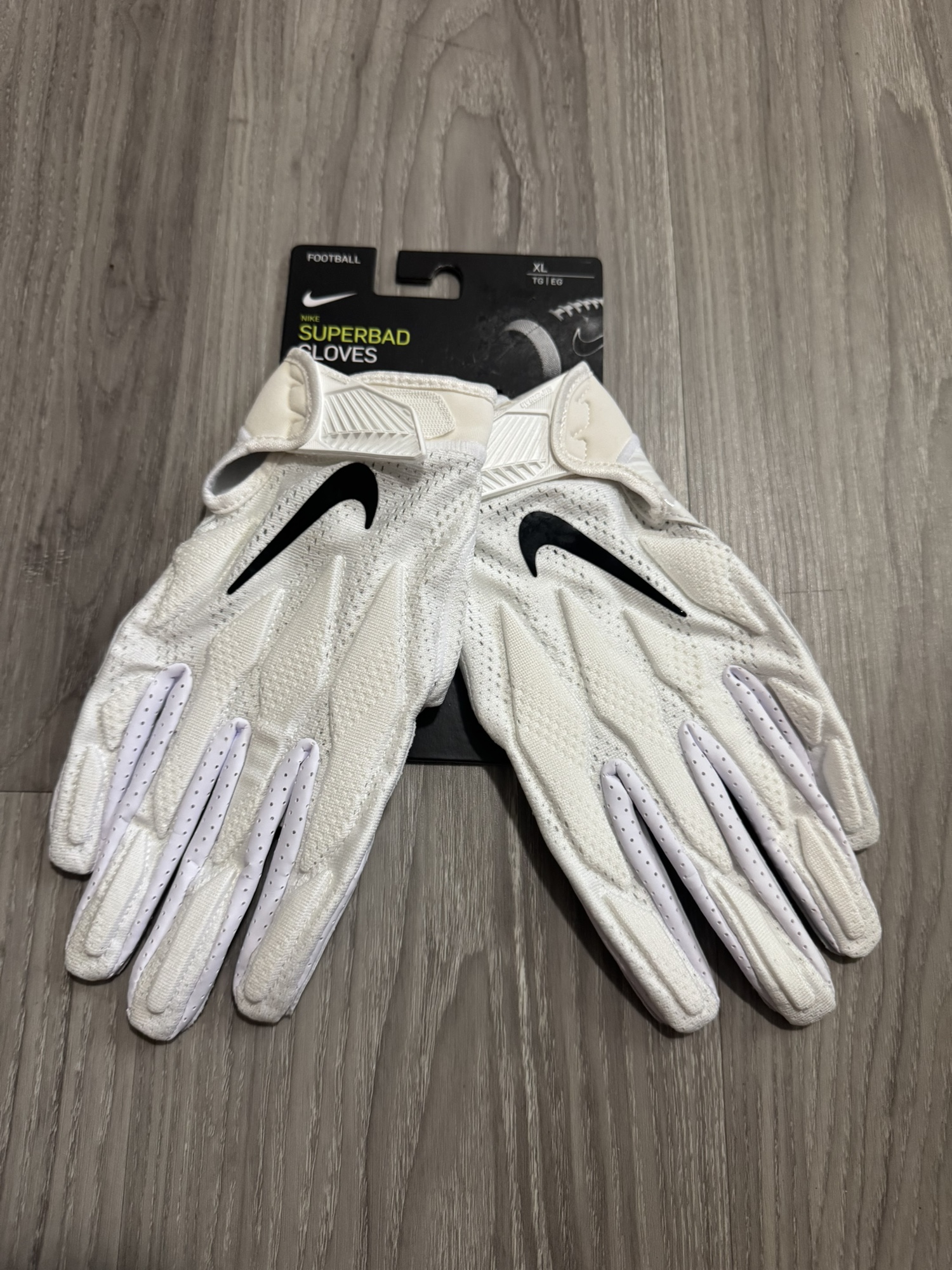 Nike Superbad Football Gloves Sticky Padded White/Gray Men's XL