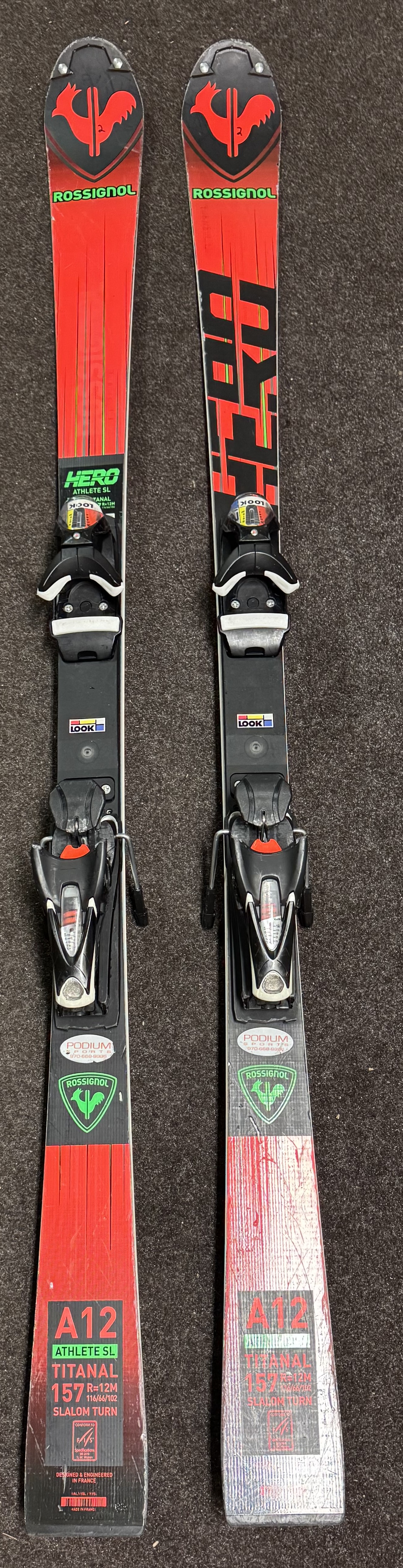 157 cm Rossignol HERO ATHLETE FIS SL Skis With Look SPX12 Bindings