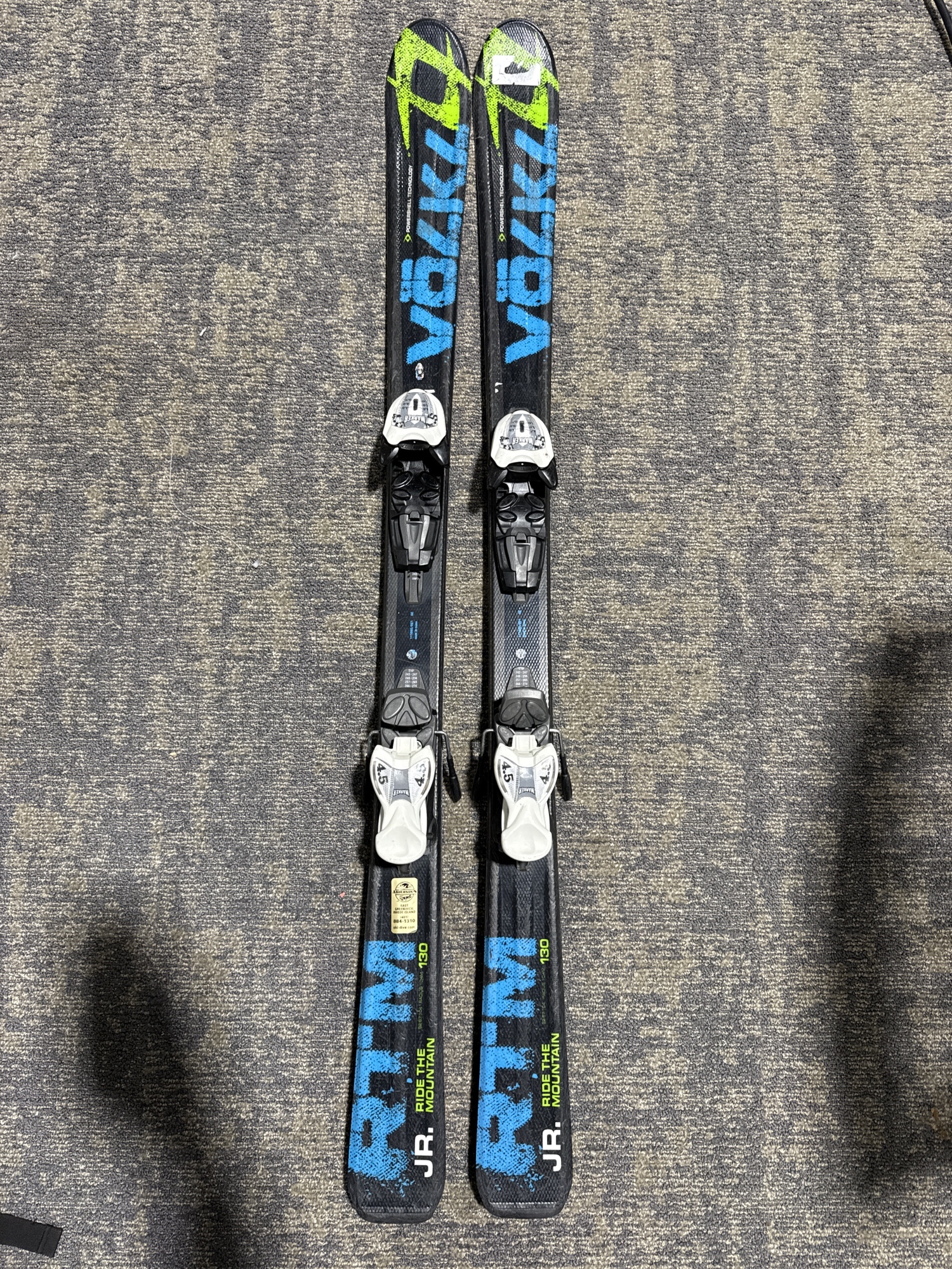 Volkl RTM Jr 130 cm Skis With Marker 4.5 Bindings (Used